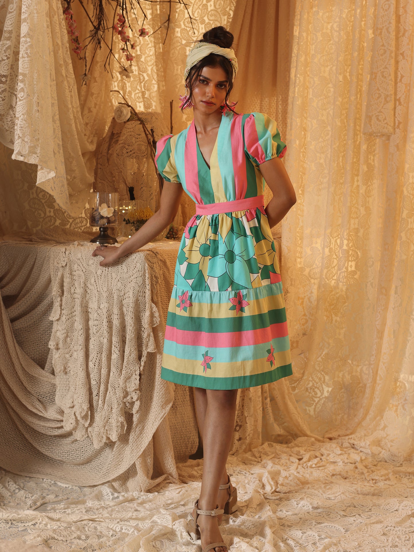 Multicolor Short Tier Dress