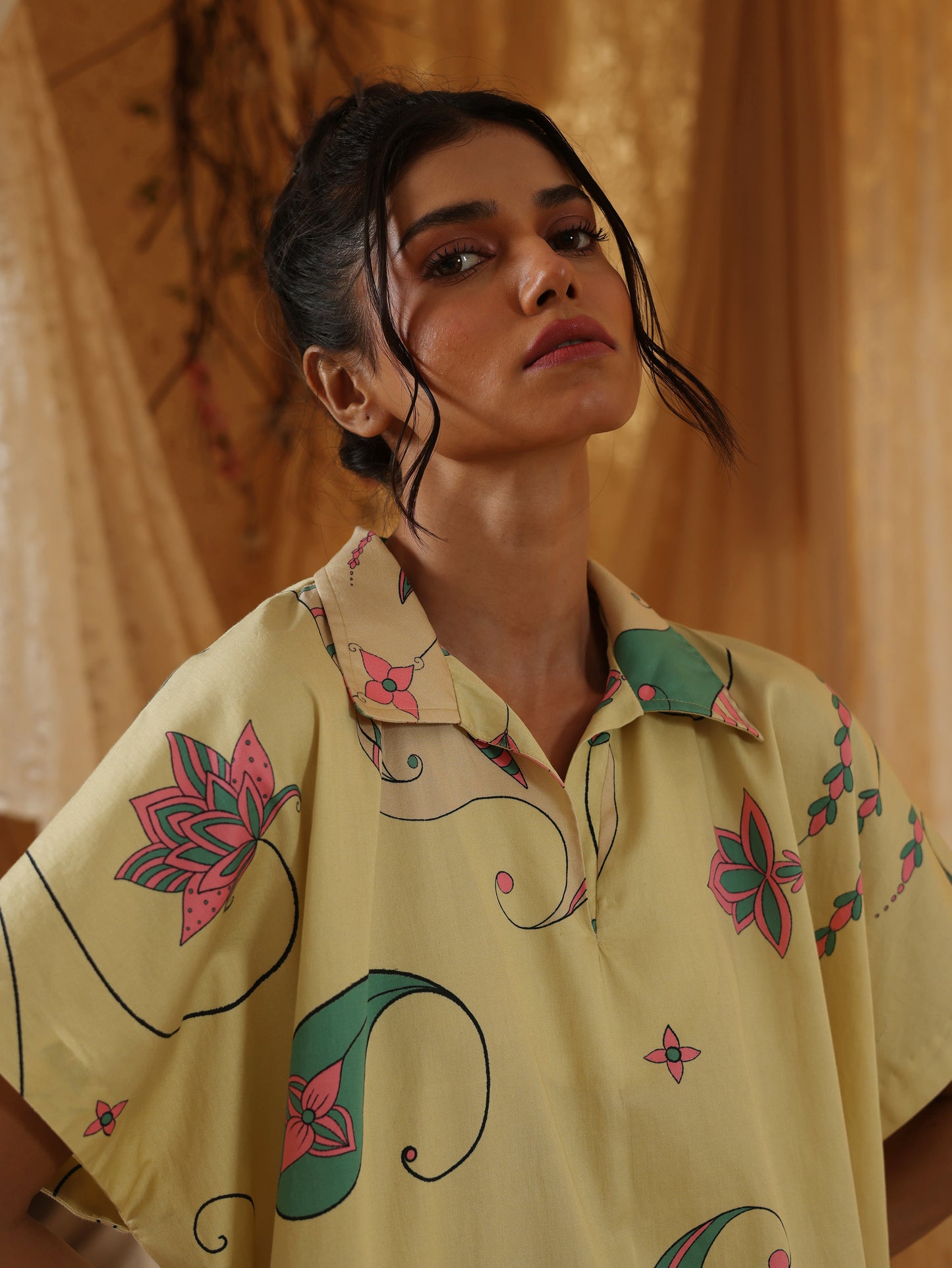 Yellow Paisley Kaftan Dress