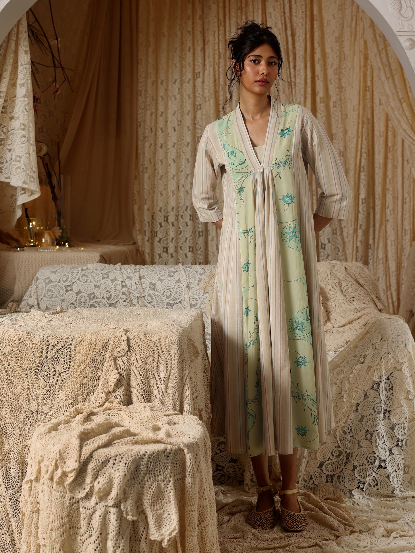 Mint Circle Stripe Panel Dress
