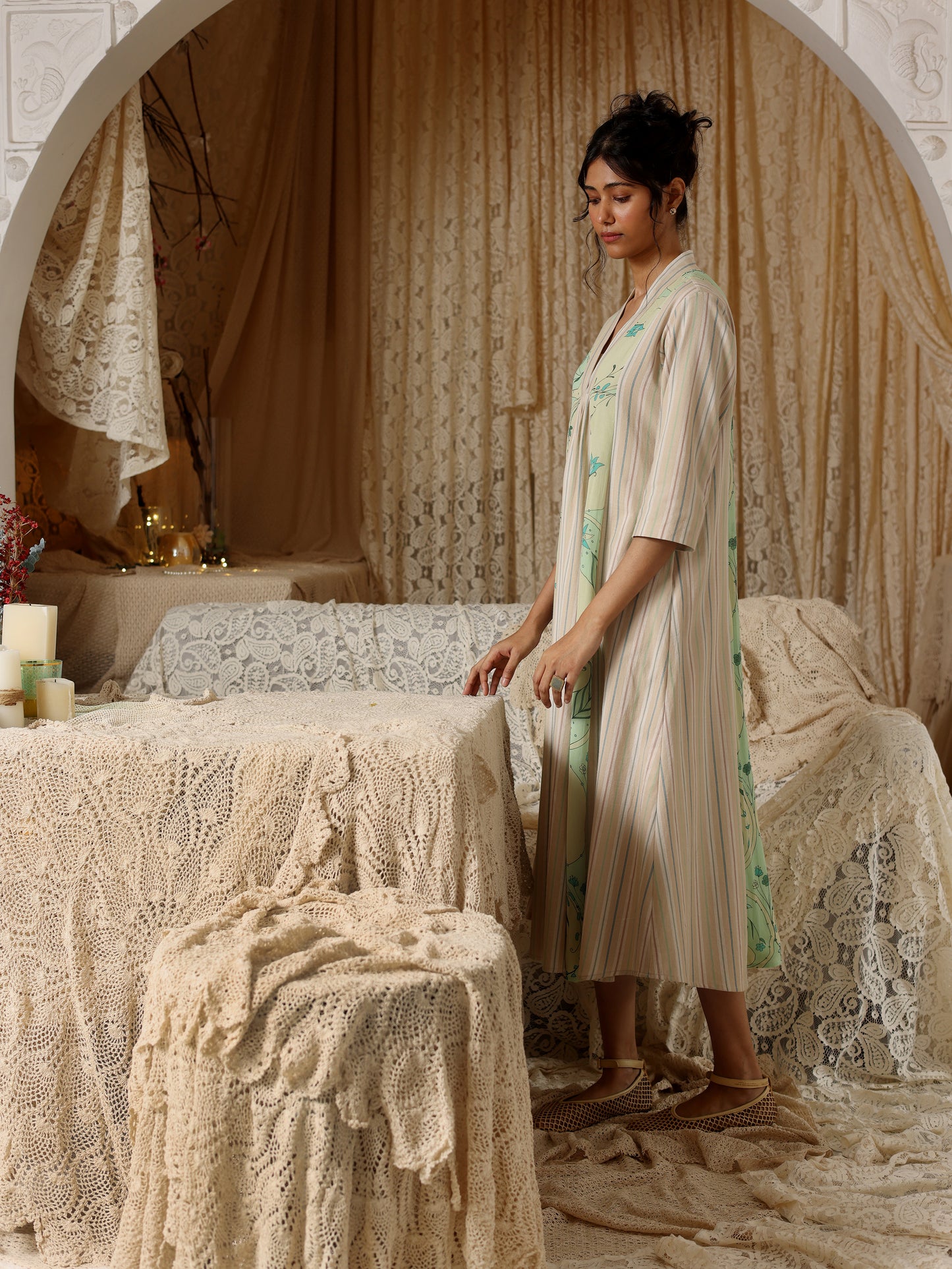 Mint Circle Stripe Panel Dress