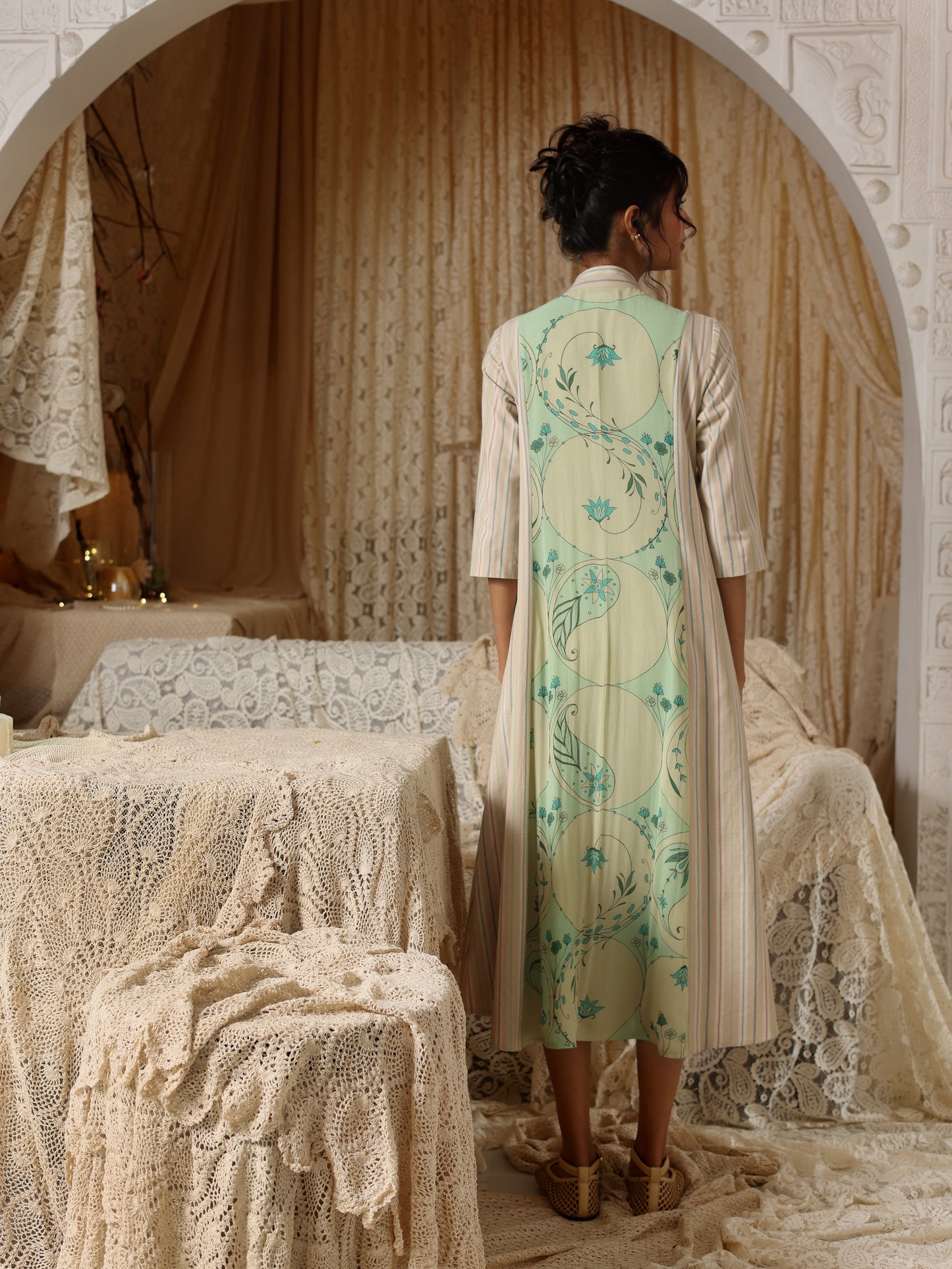 Mint Circle Stripe Panel Dress