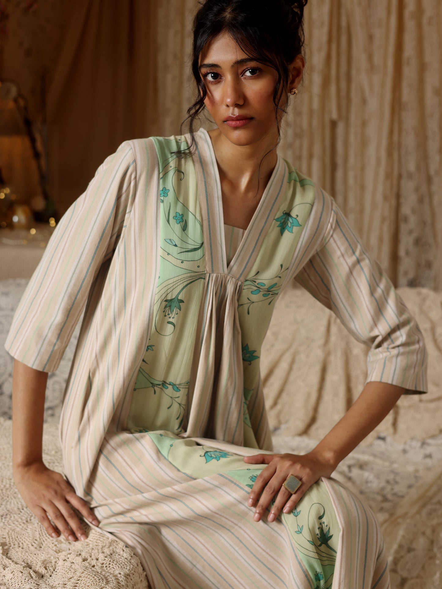 Mint Circle Stripe Panel Dress