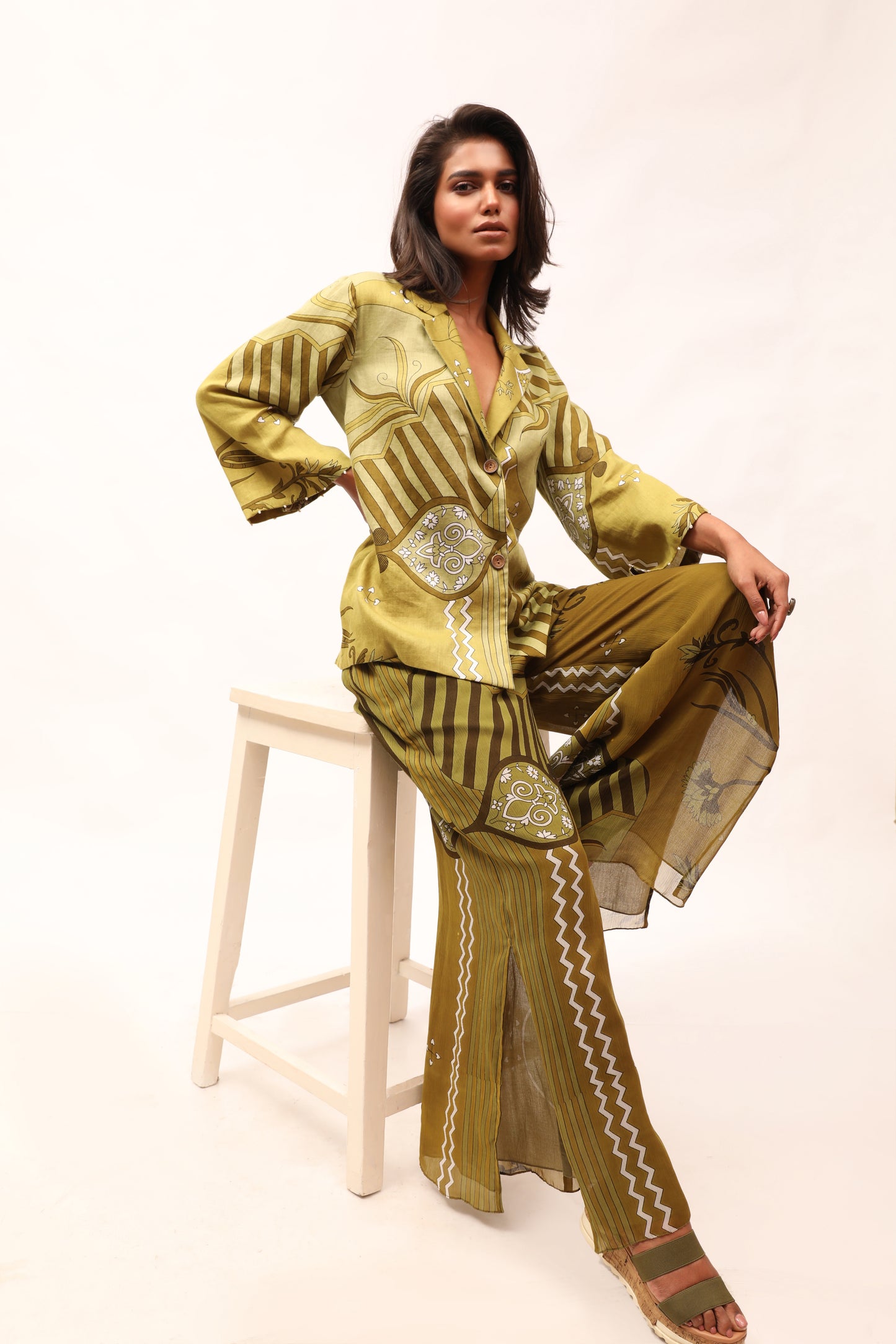 Olive Chiffon Pants