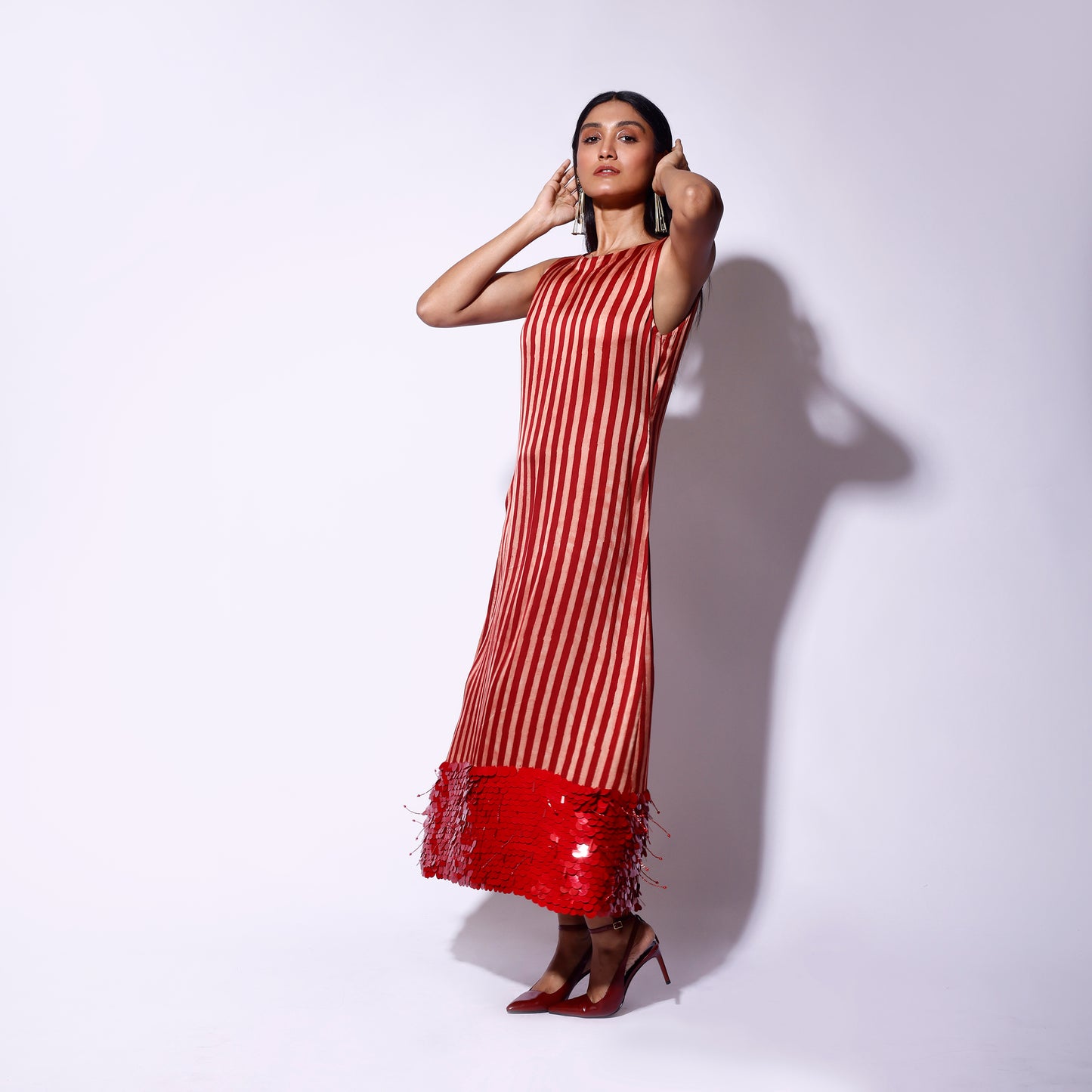 Red White Stripe Midi