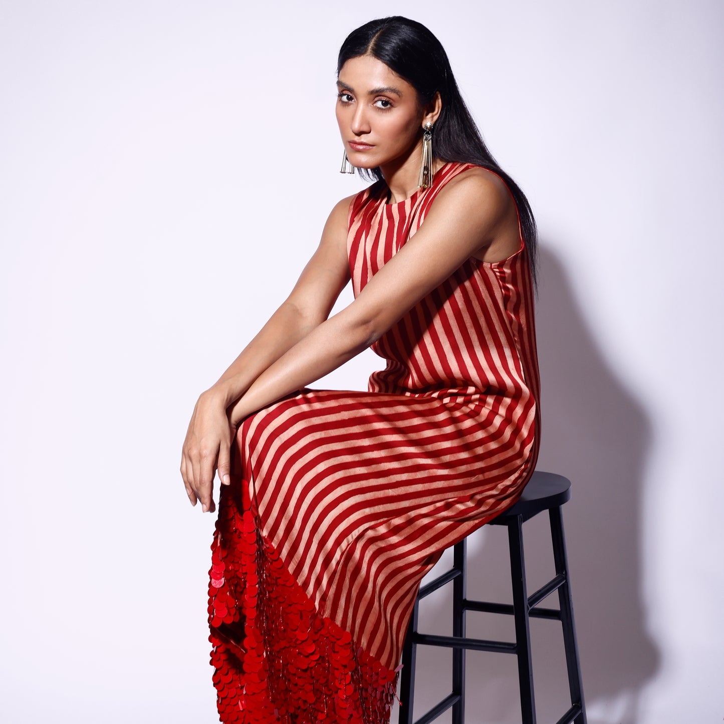 Red White Stripe Midi