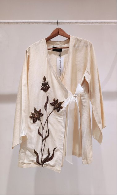 Ivory Embroidered Silk Top