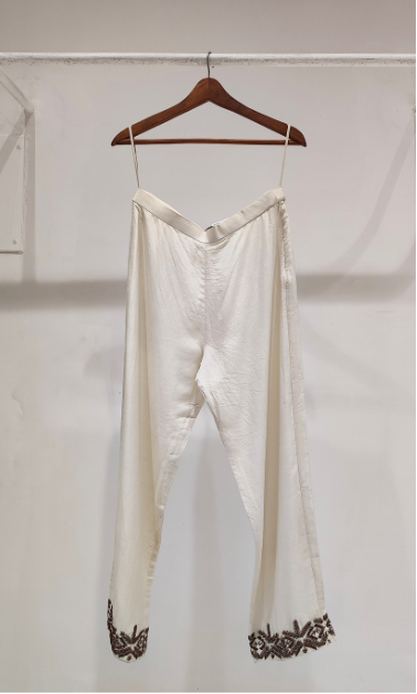 Ivory Embroidered Pants