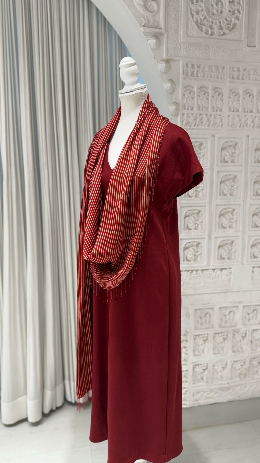 Red Knit Scarf Dress