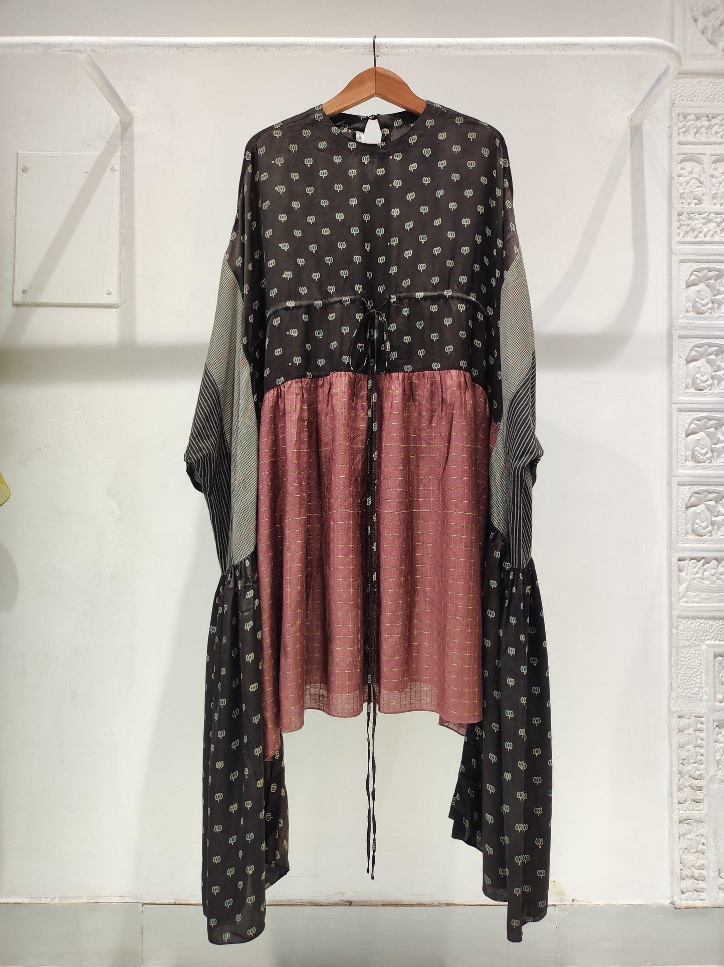 Vintage Lotus Drawstring Dress
