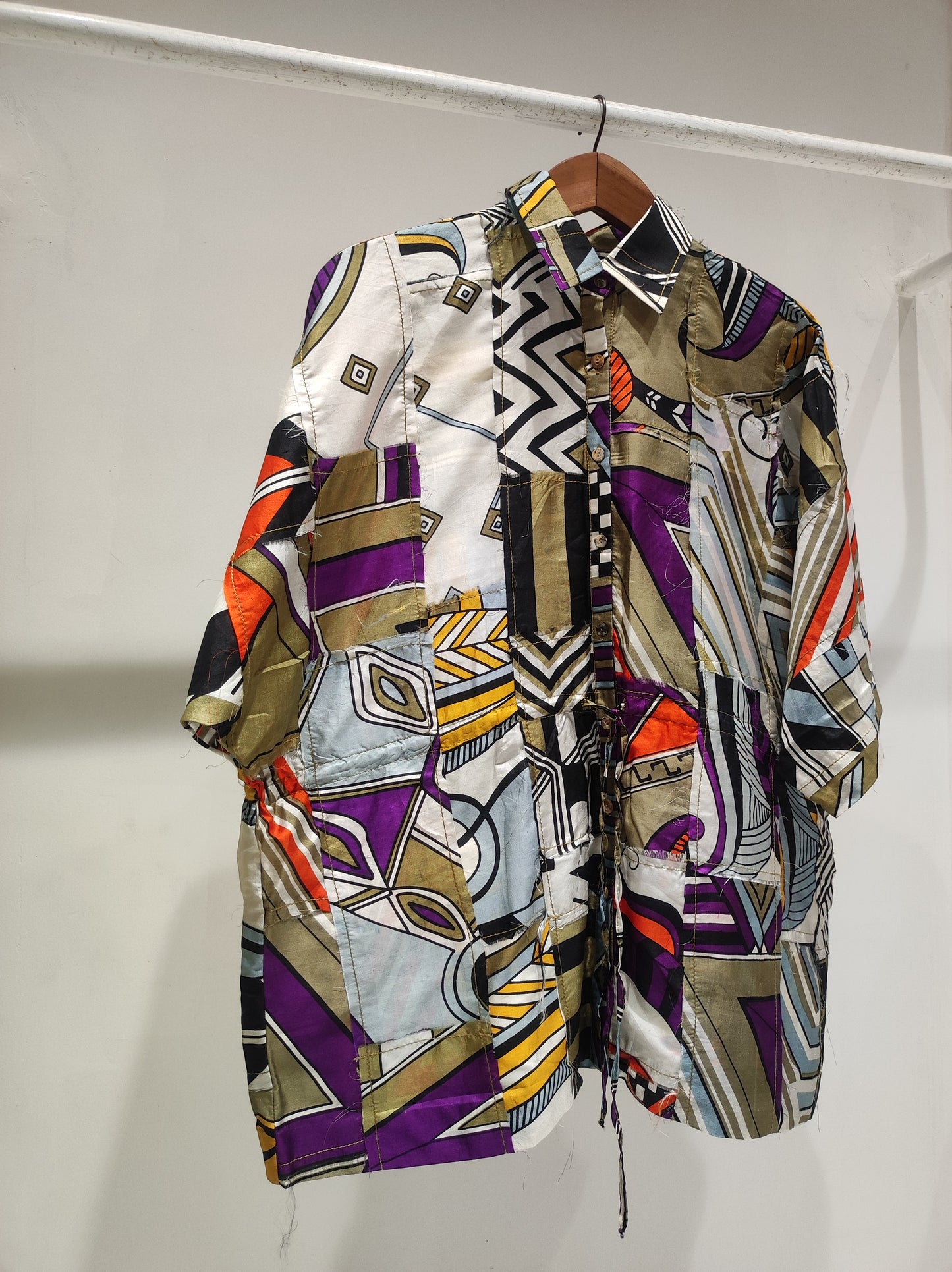 Patched Drawstring Shirt