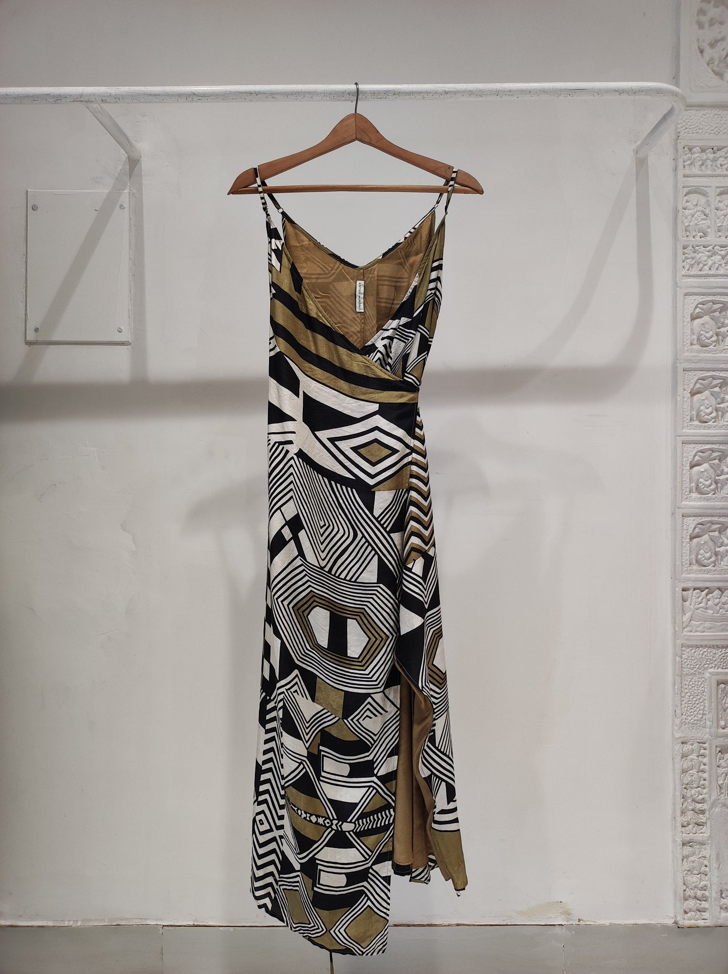 Olive Black Spaghetti Wrap Dress