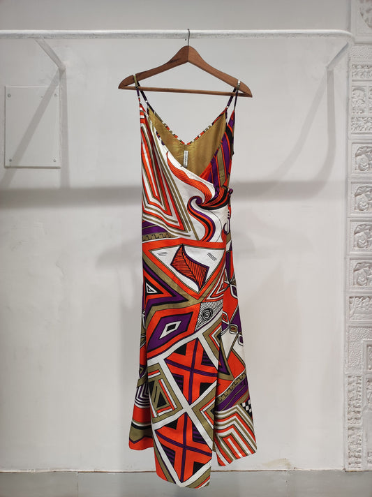 Tangerine Spaghetti Wrap Dress