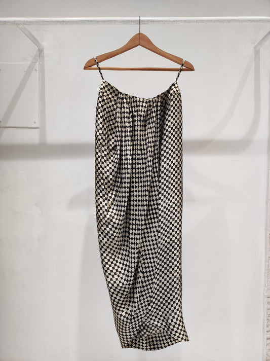 Ajrakh Checks Drape Skirt