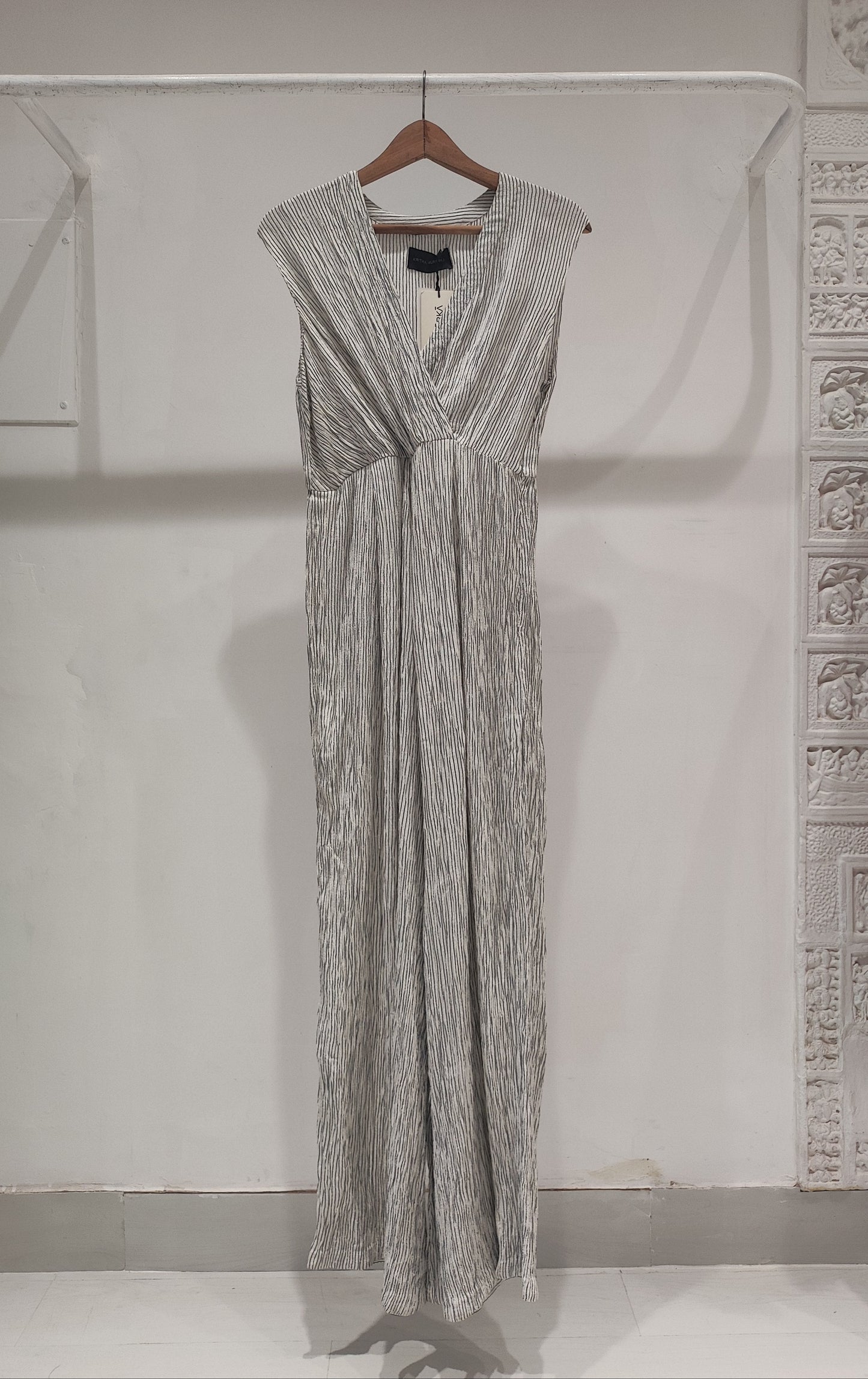 White Crushed Wrap Jumpsuit