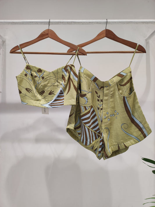 Mint Green Printed Bustier