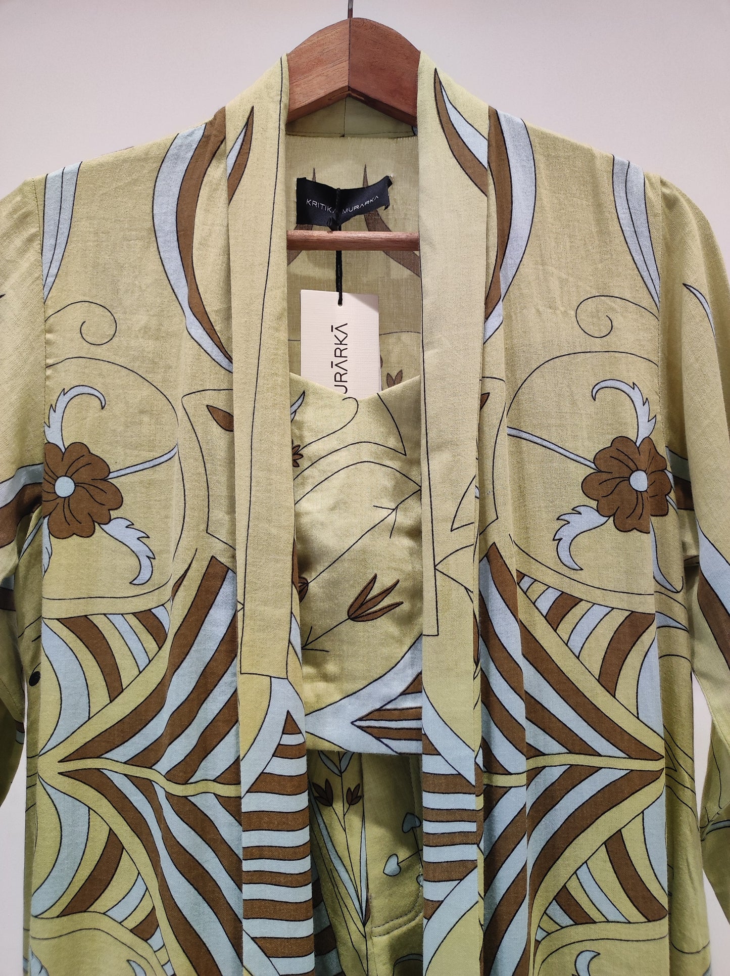 Mint Green Printed Long Jacket