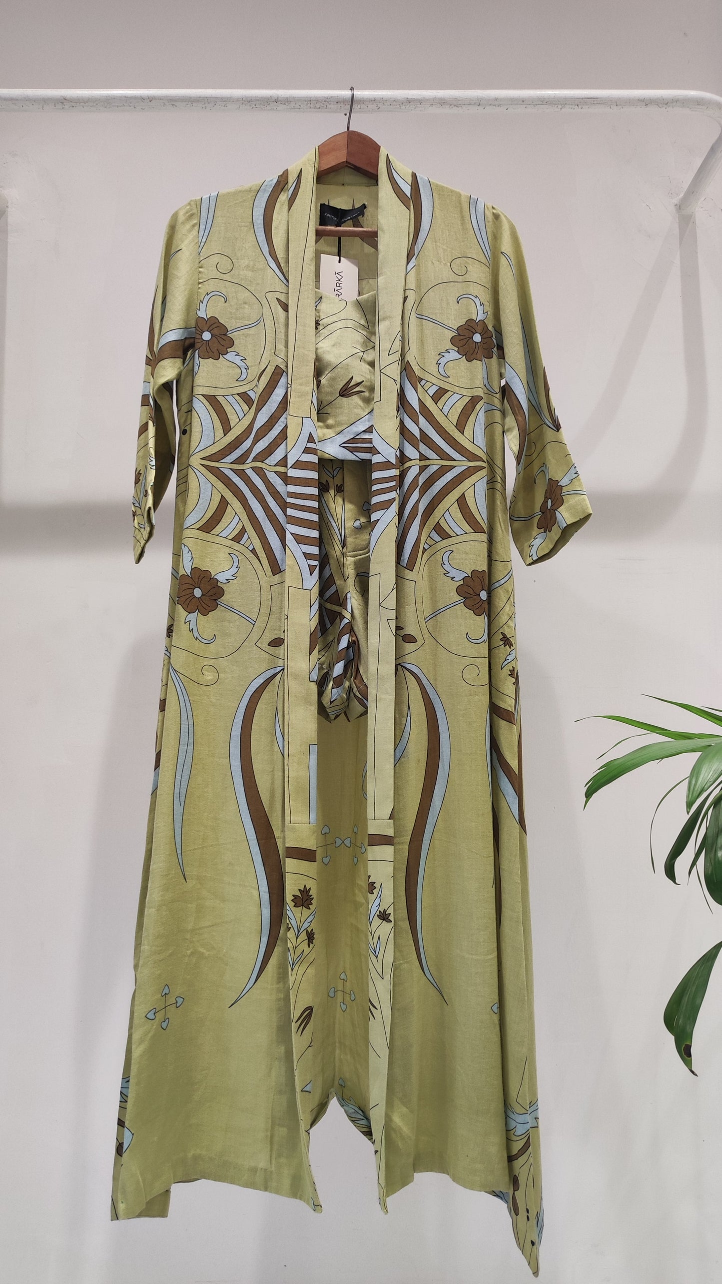 Mint Green Printed Long Jacket