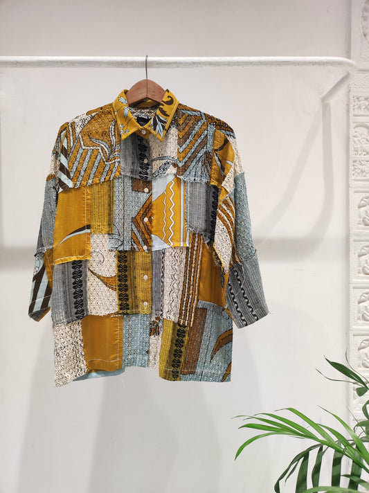 Mustard Printed Patch Shirt