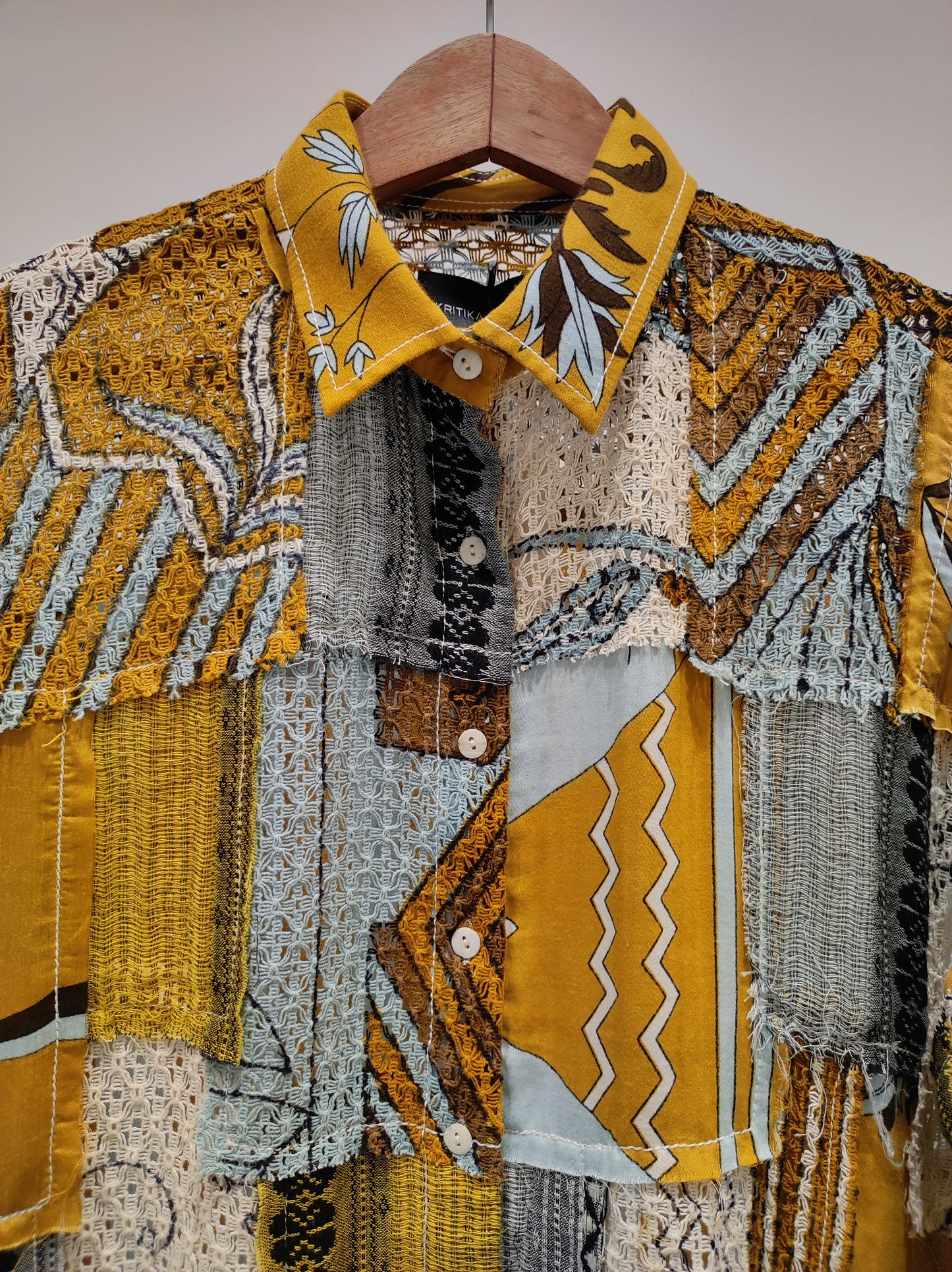 Mustard Printed Patch Shirt