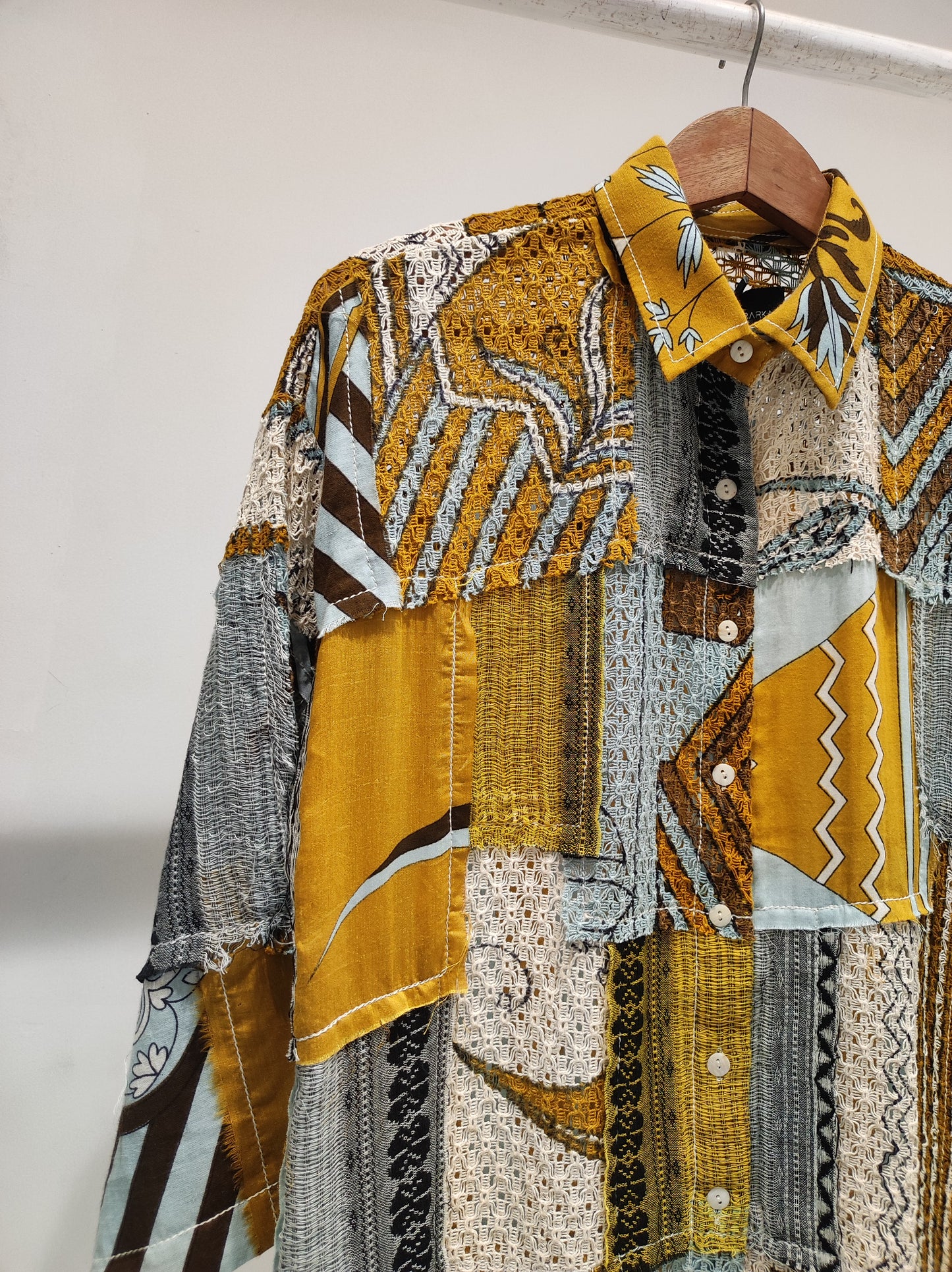 Mustard Printed Patch Shirt