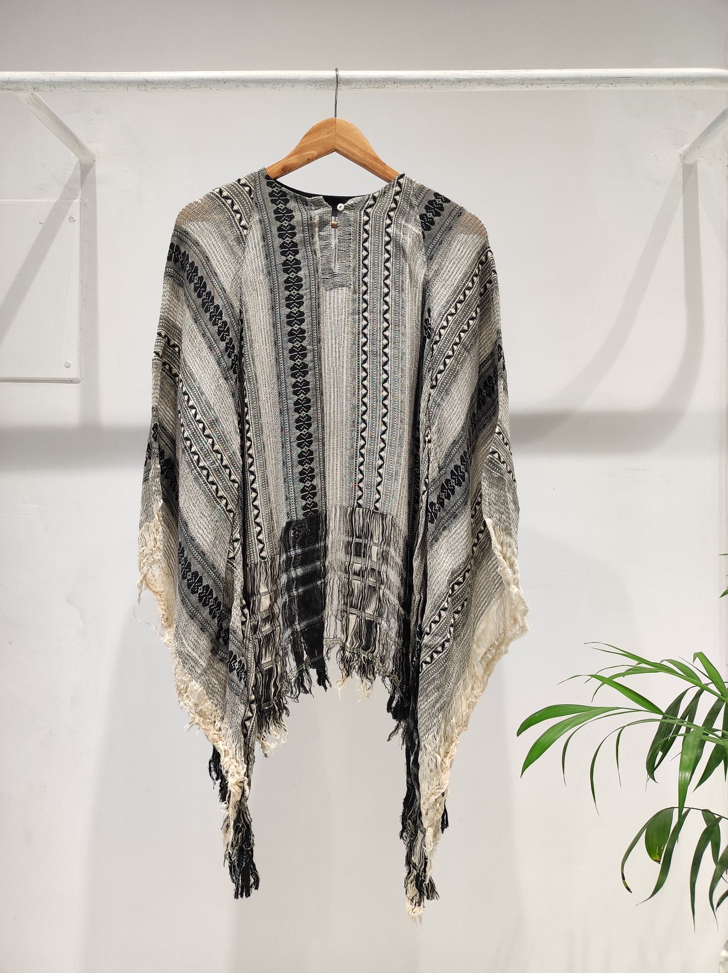 Cotton Weave Fringe Kaftan Top