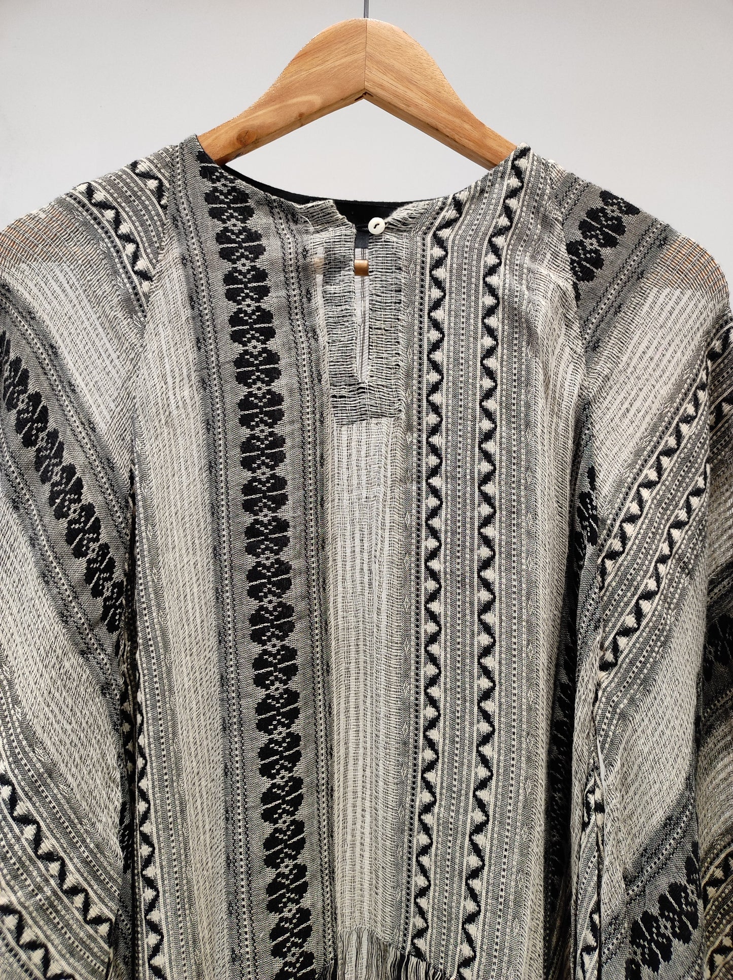 Cotton Weave Fringe Kaftan Top