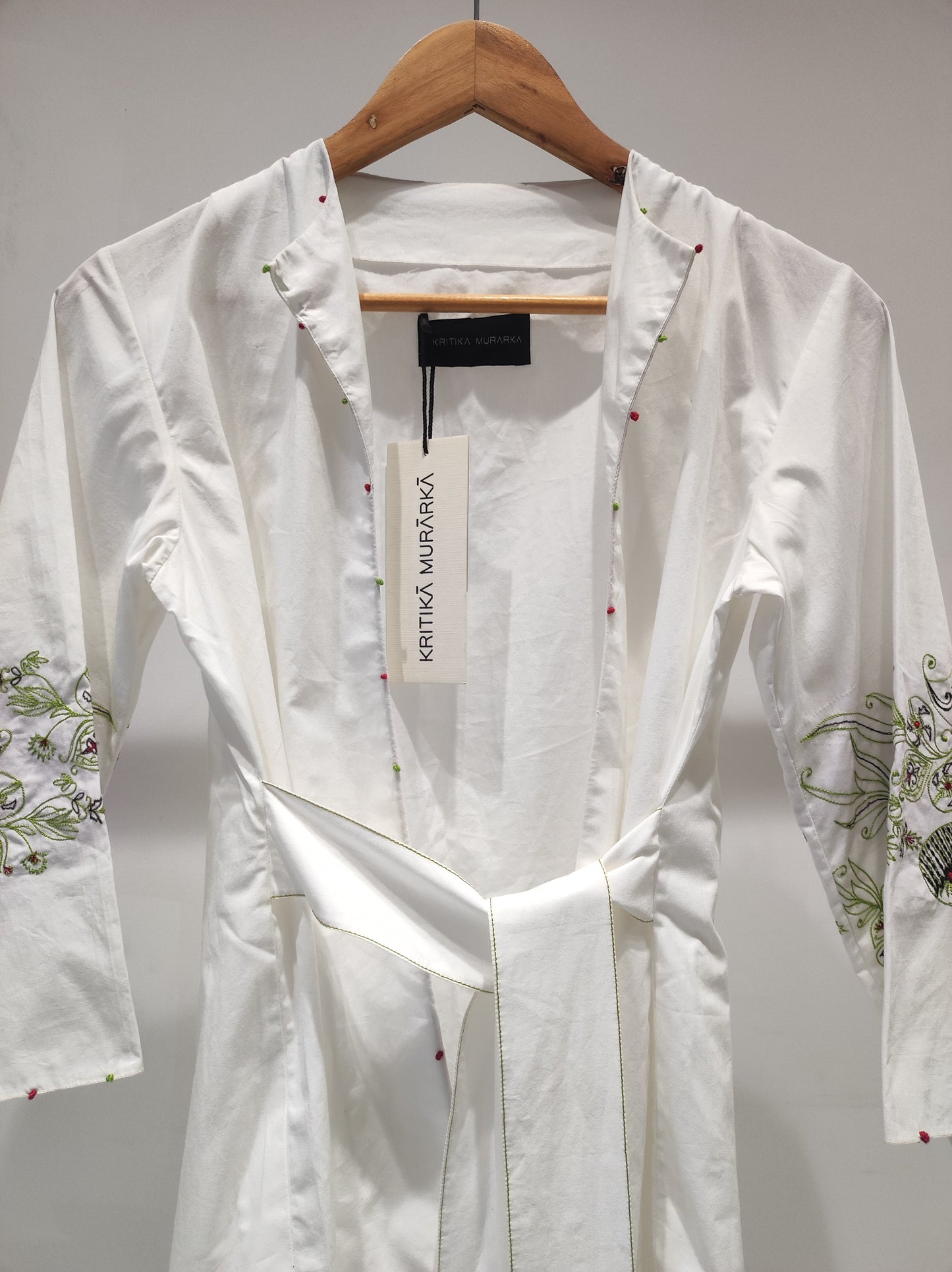 Embroidered Poplin Wrap Top