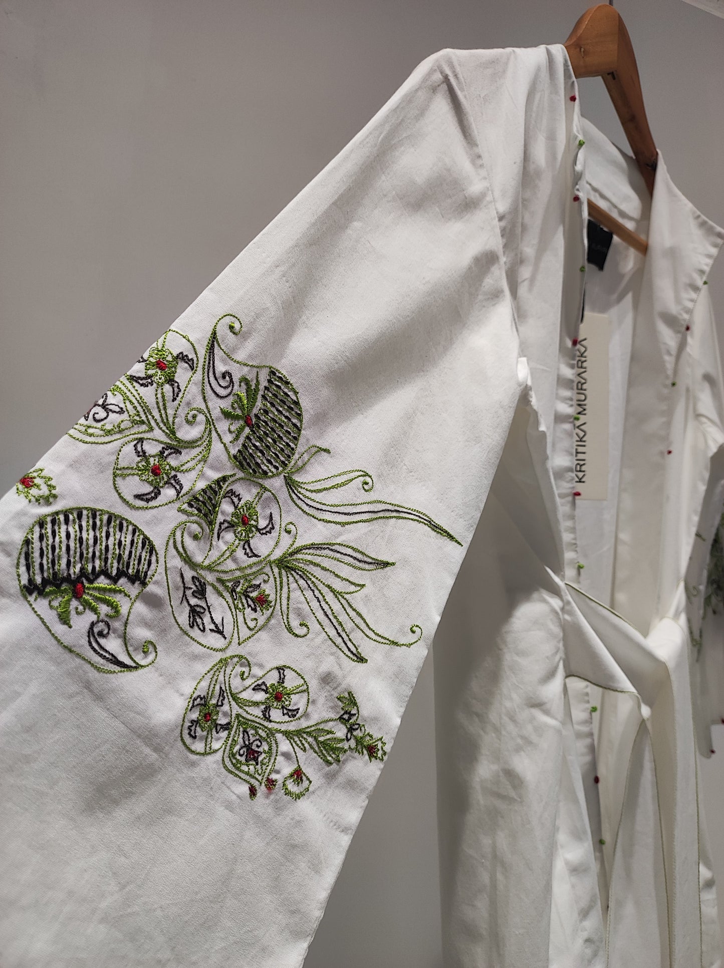 Embroidered Poplin Wrap Top