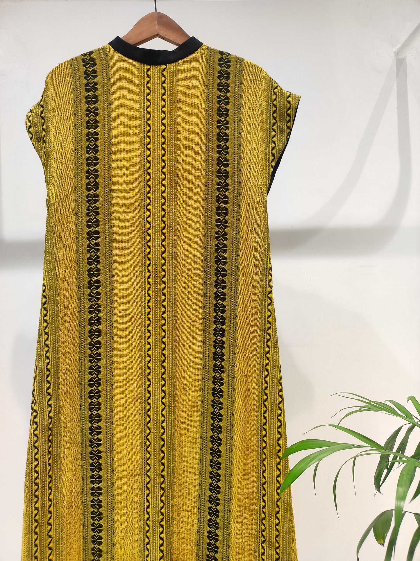Yellow Weave Long Fringe Dress