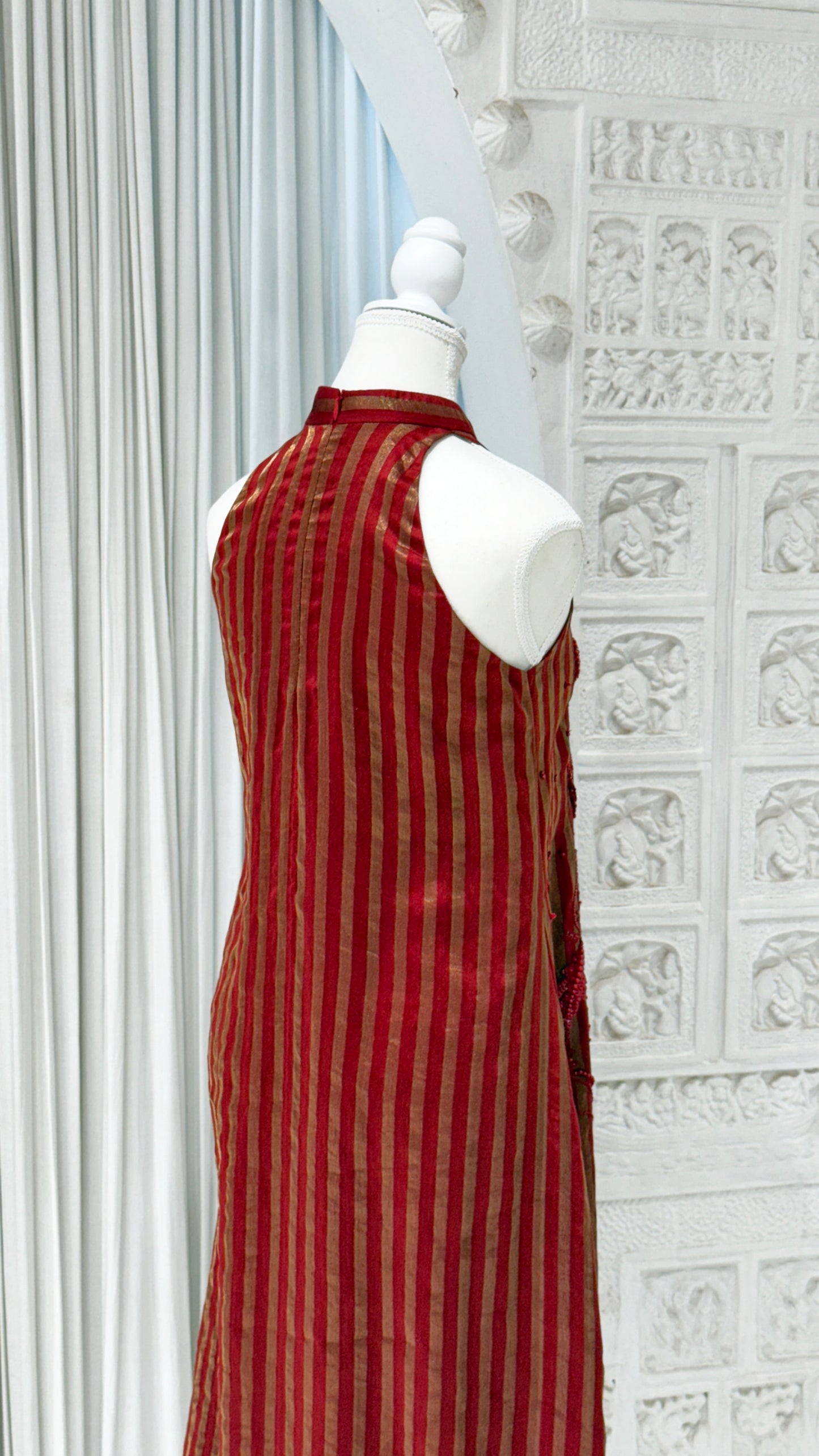 Red Gold Stripe Embroidered Tunic