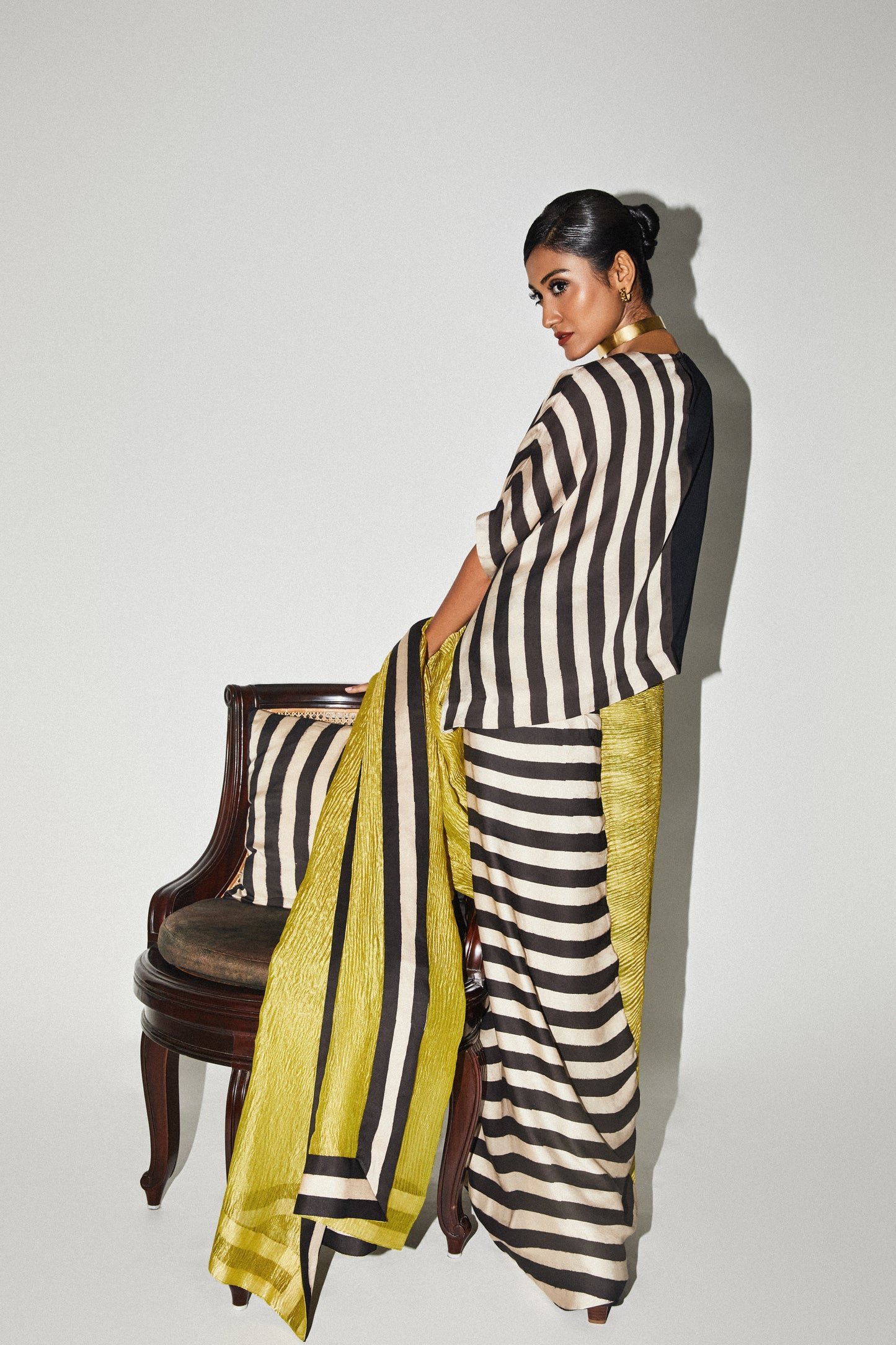 Black Stripe Satin Top