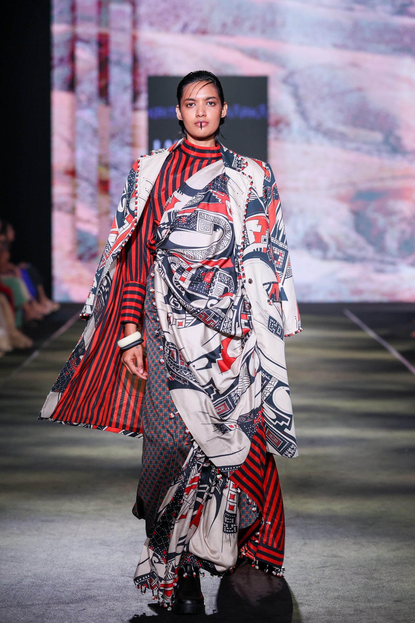 Rust Black Stripe High Neck Top