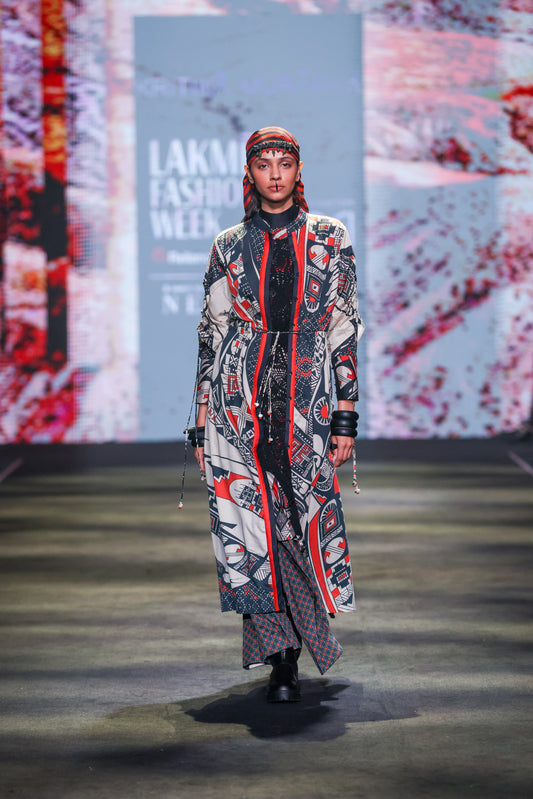 Rust Print Drawstring Dress