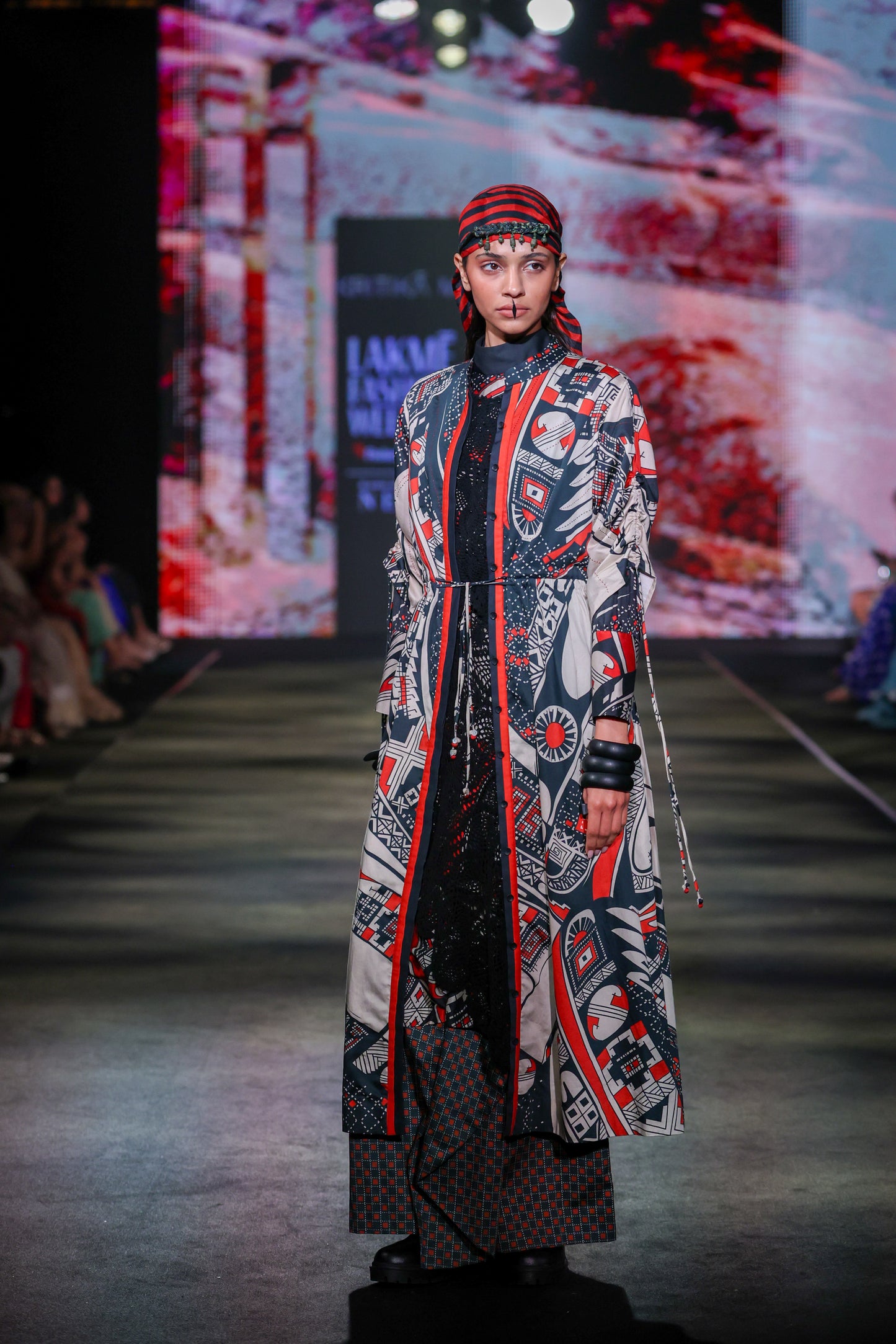 Rust Check Draped Trouser