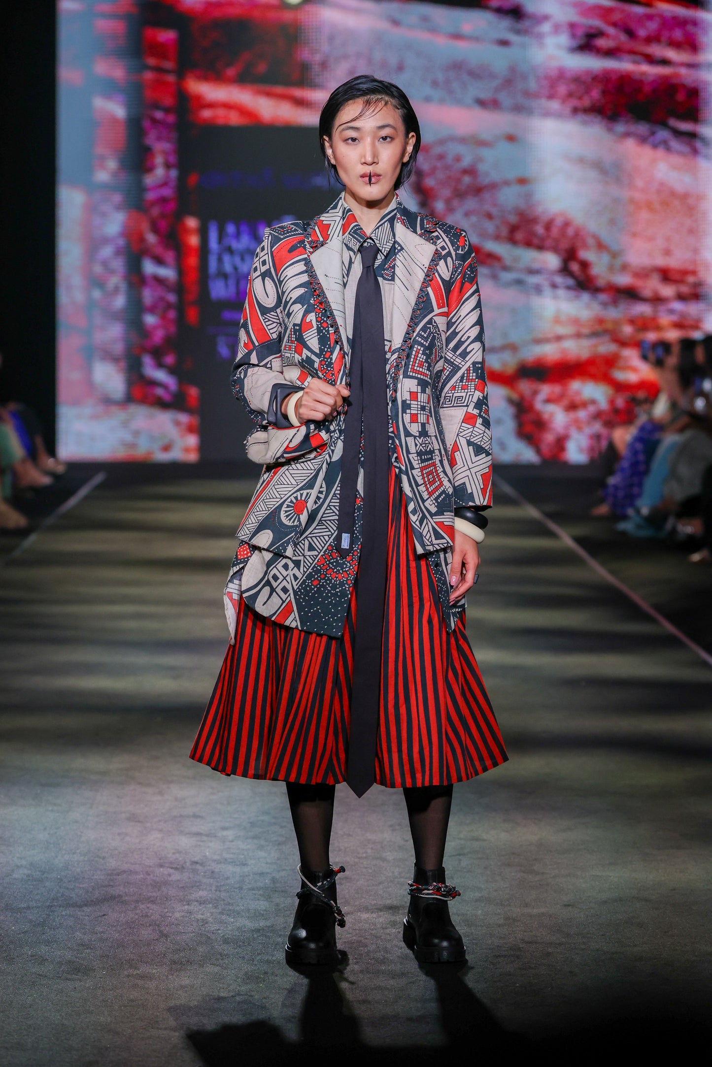 Rust Stripe Gathered Skirt