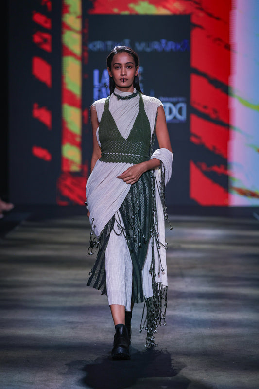 Olive Cotton Net Flap Skirt