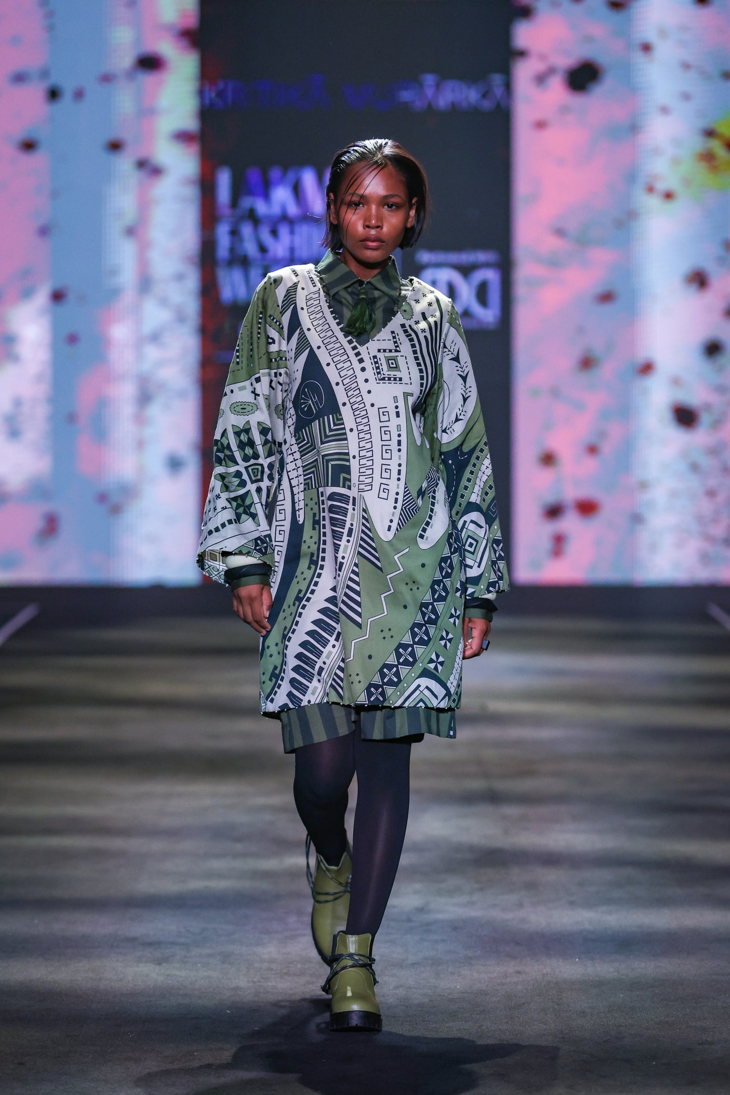 Green Black Stripe Shirt Dress