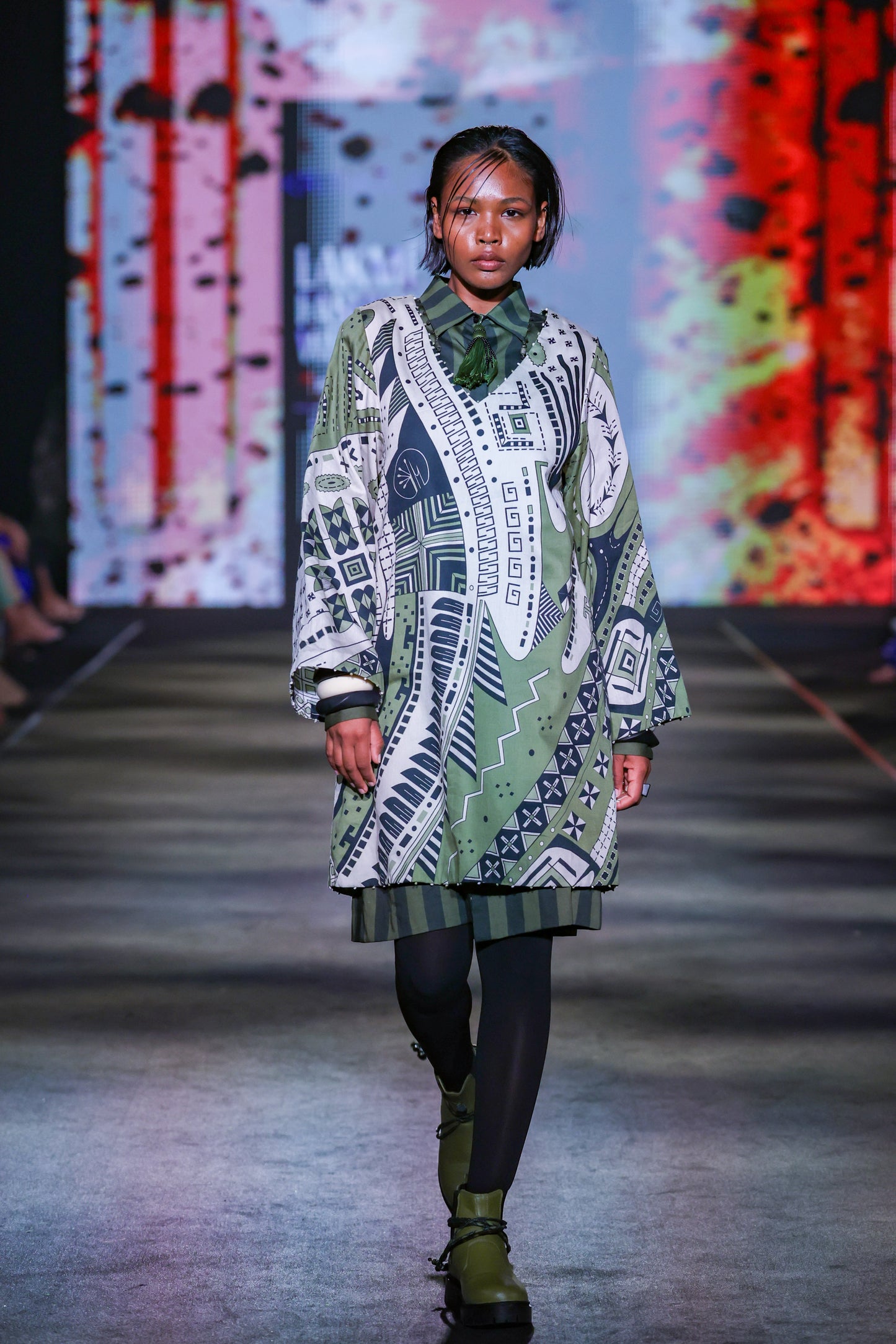 Olive Print Shift Dress