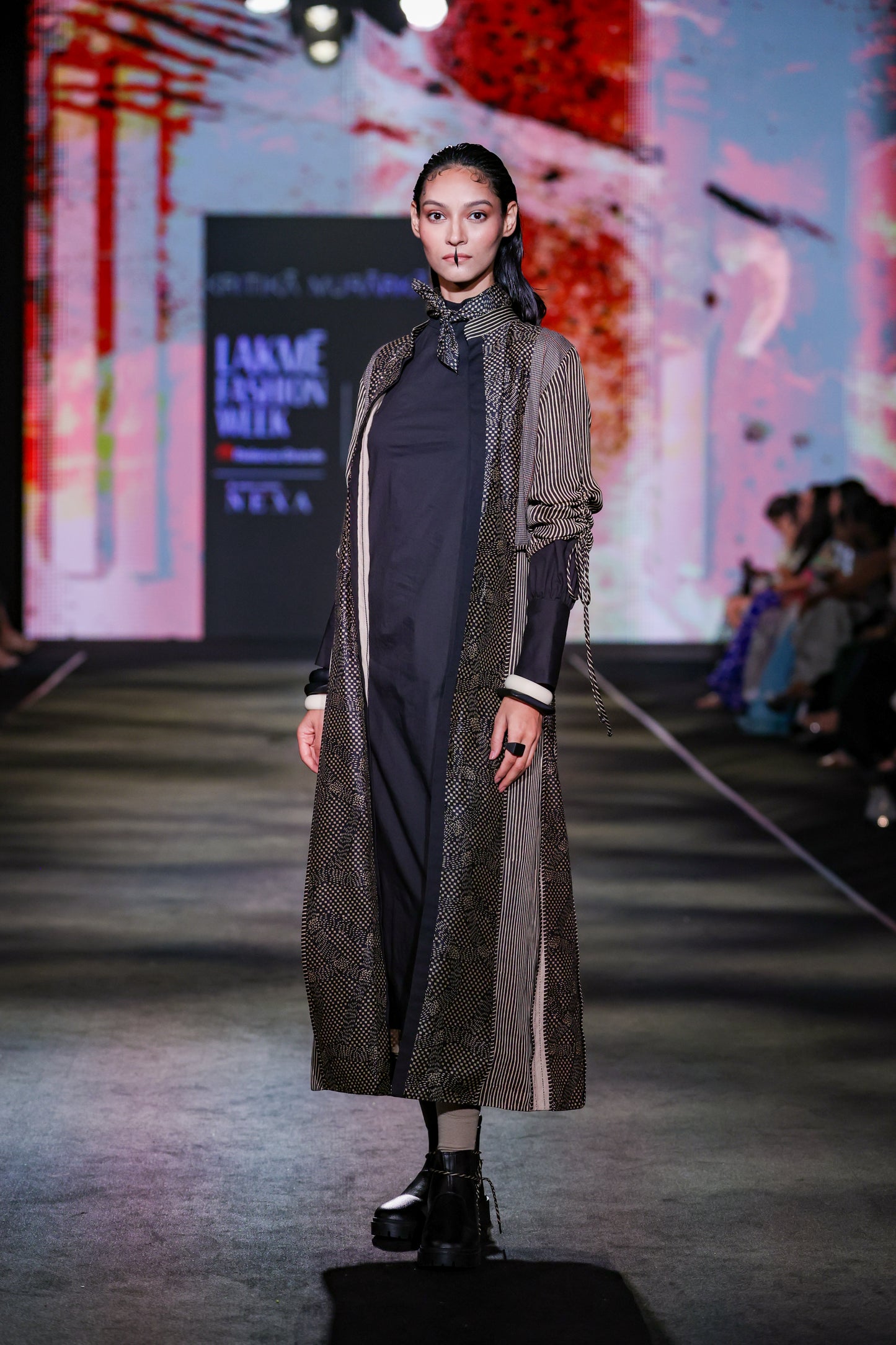 Black Print Panel Dress