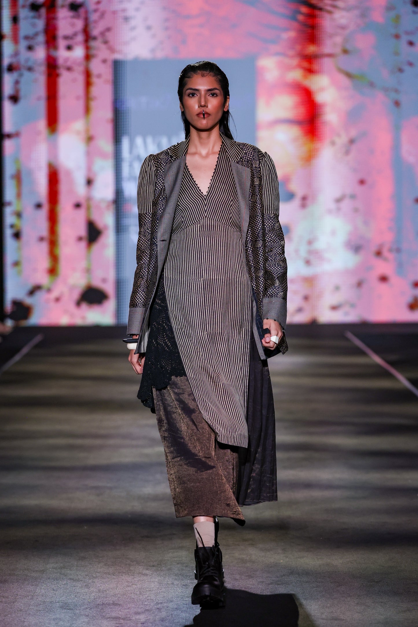 Ajrakh Stripe V Neck Top