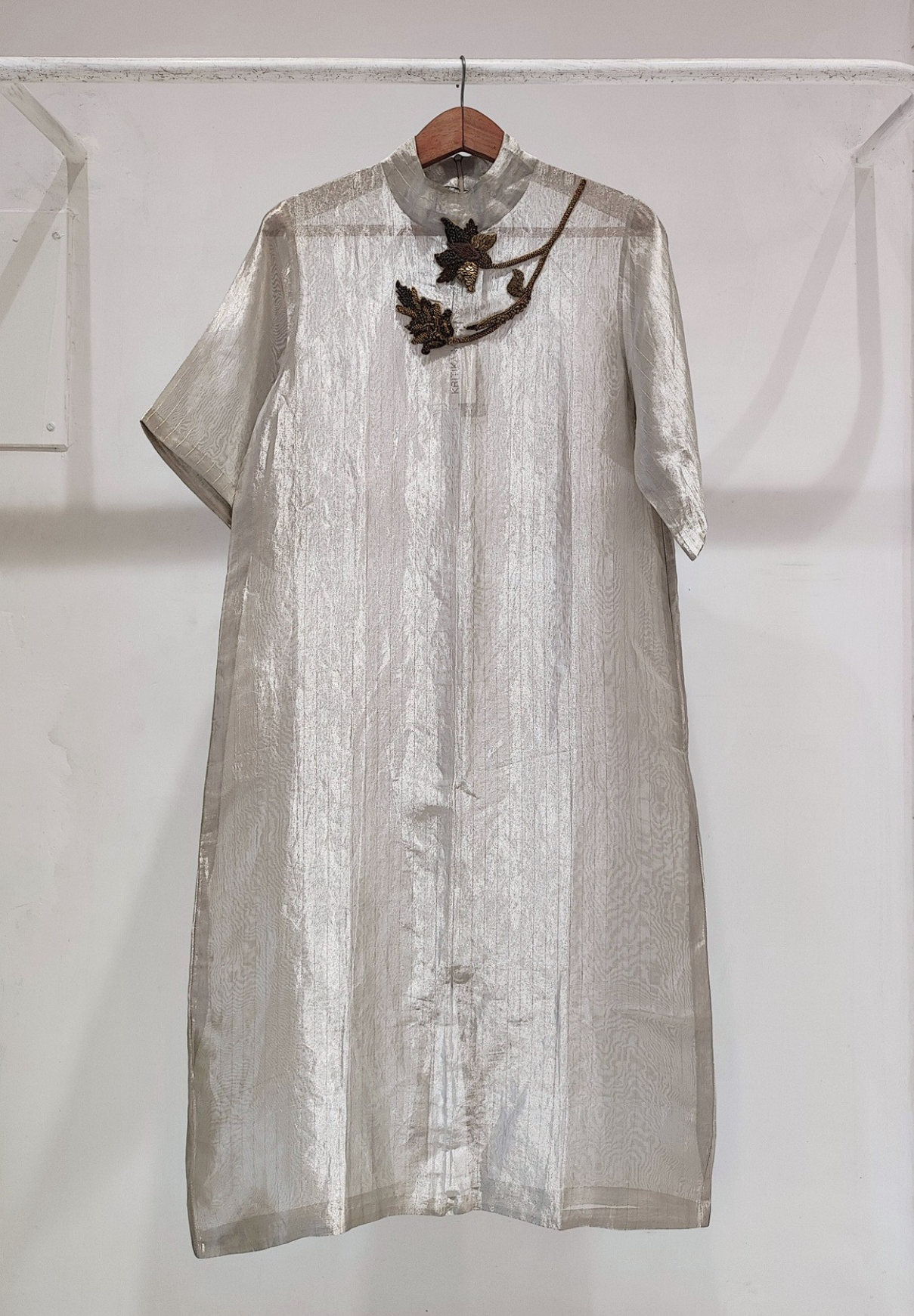 Silver Check Applique Midi