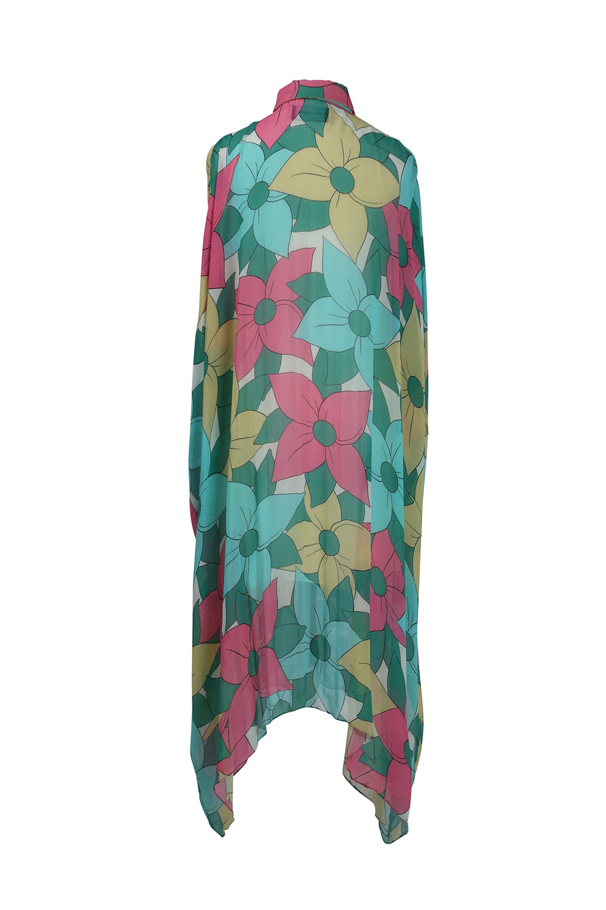 Big Floral Kaftan Shirt Dress