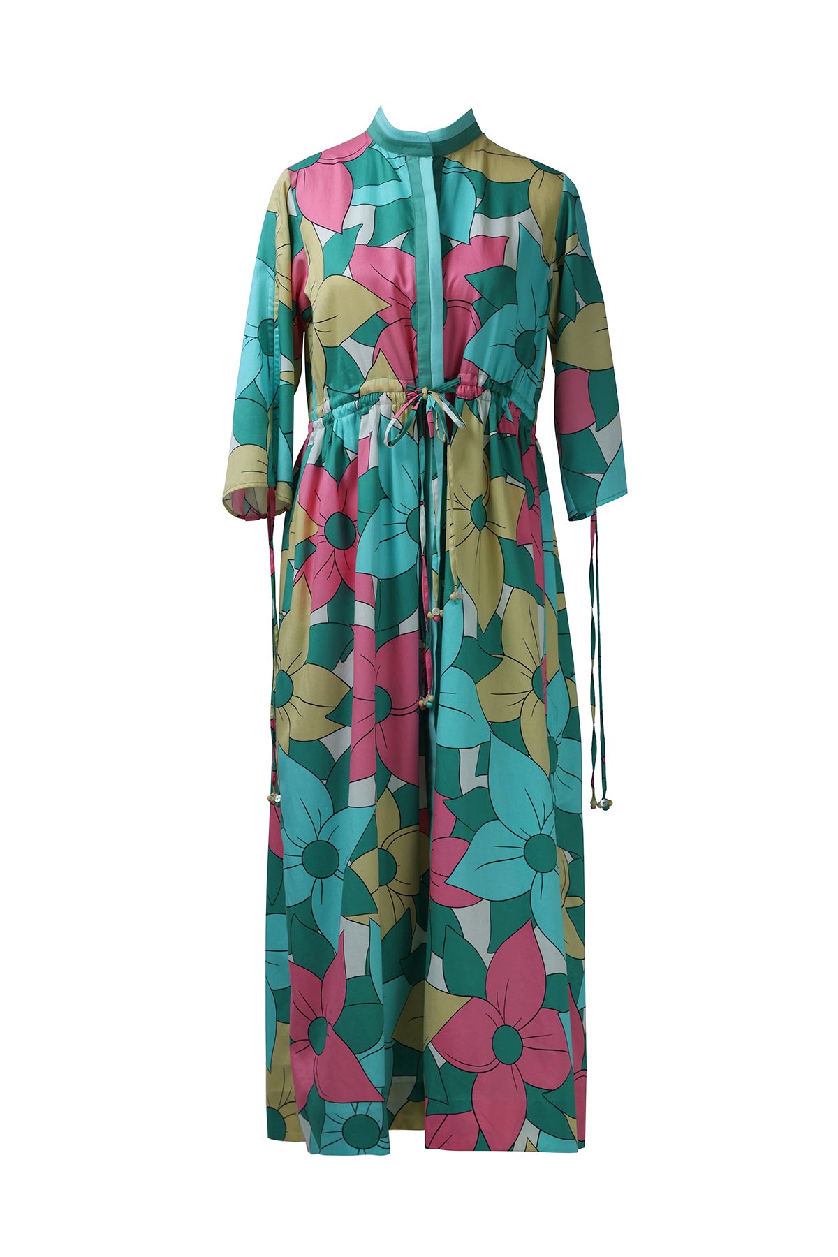 Big Floral Allover Drawstring Dress