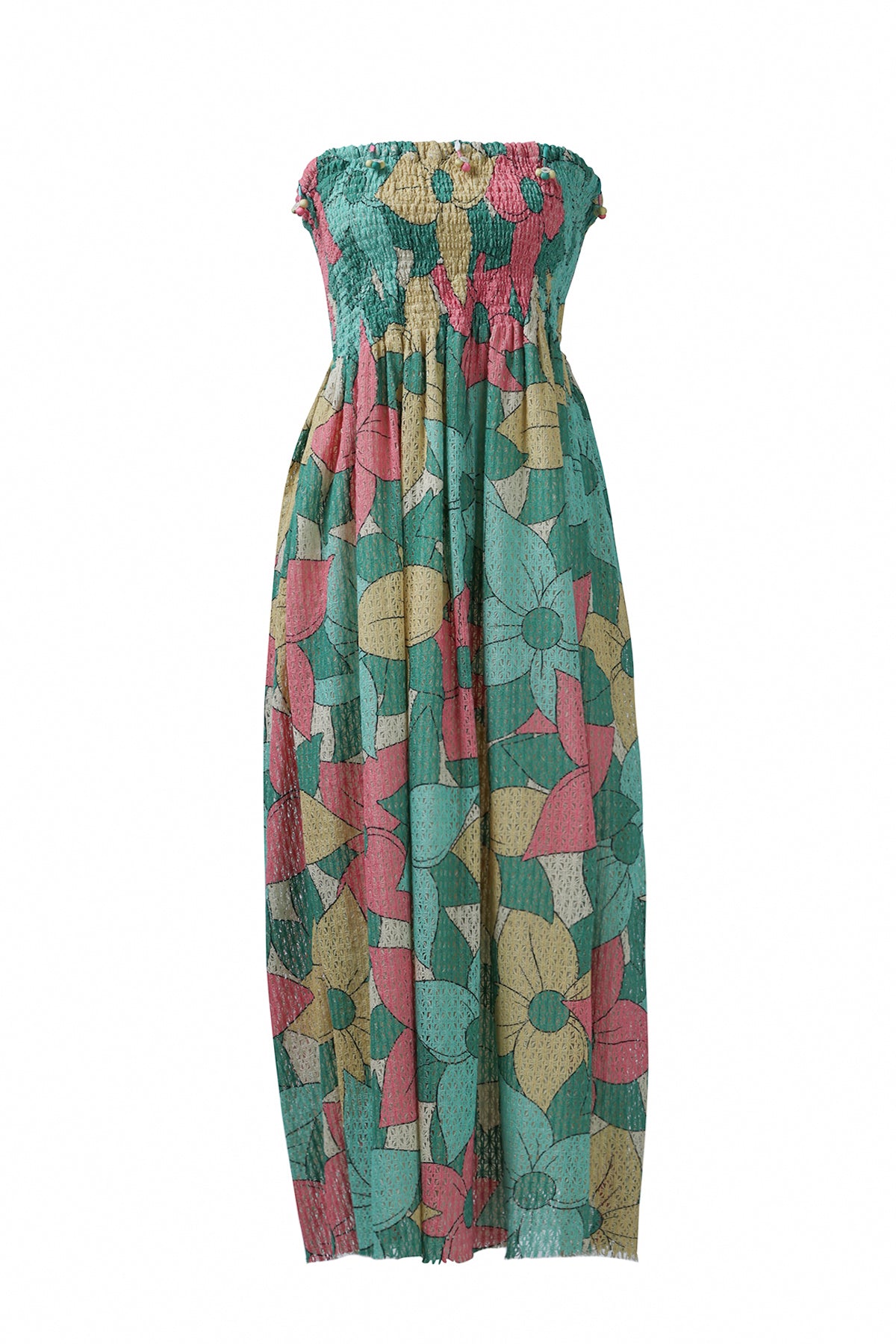 Big Floral Cotton Net Tube Dress