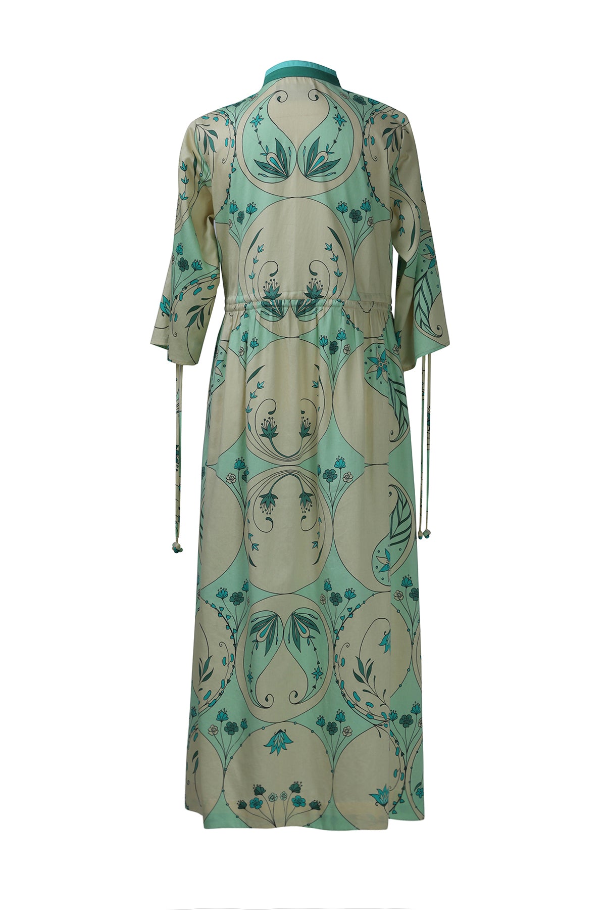 Mint Circle Print Drawstring Dress
