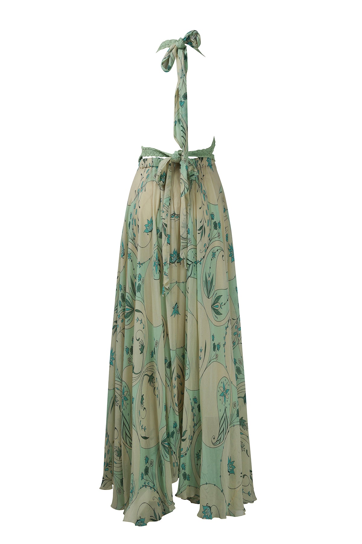 Mint Circle Print Crochet Maxi