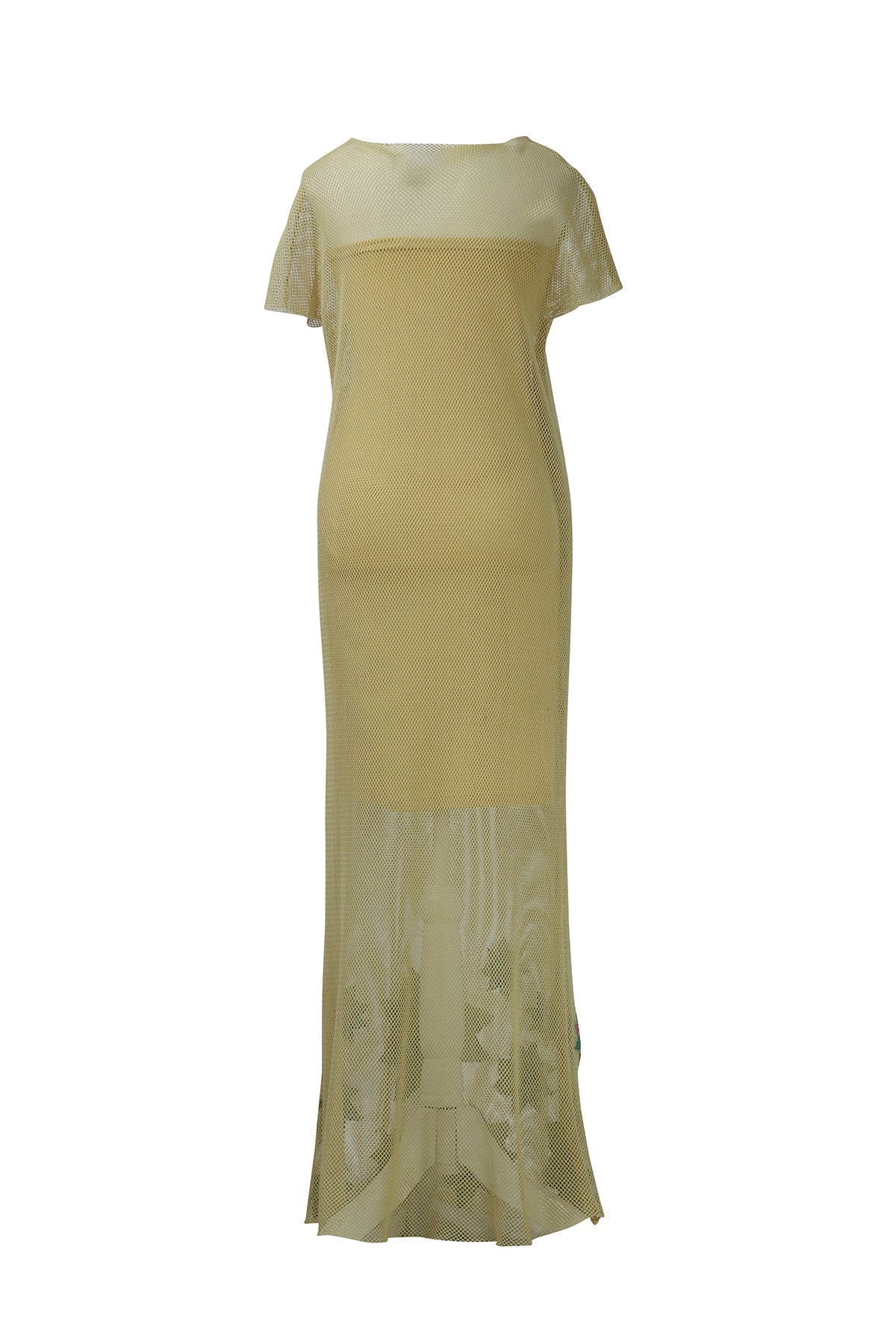 Yellow Cotton Net Applique Dress