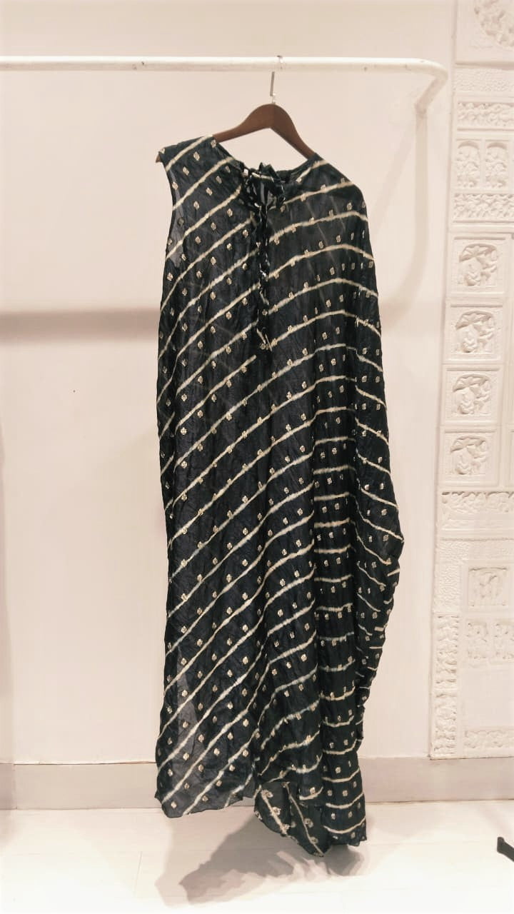 Black Banarasi Silk Kaftan