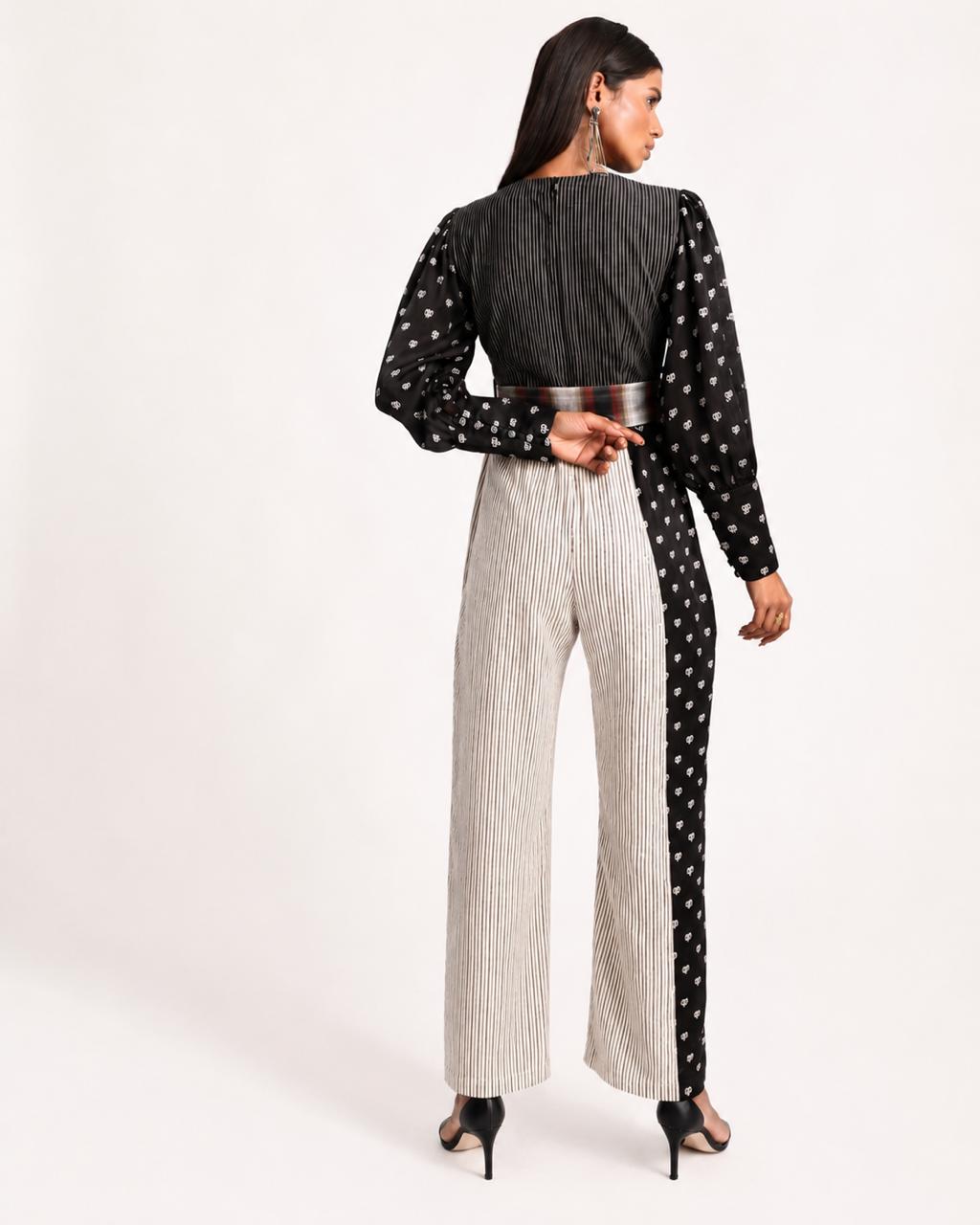Vintage Lotus Puff Sleeve Jumpsuit