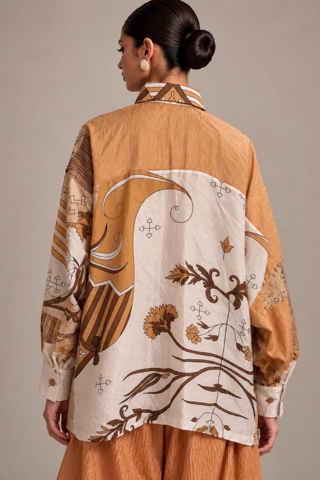 Orange Silk Patch Shirt
